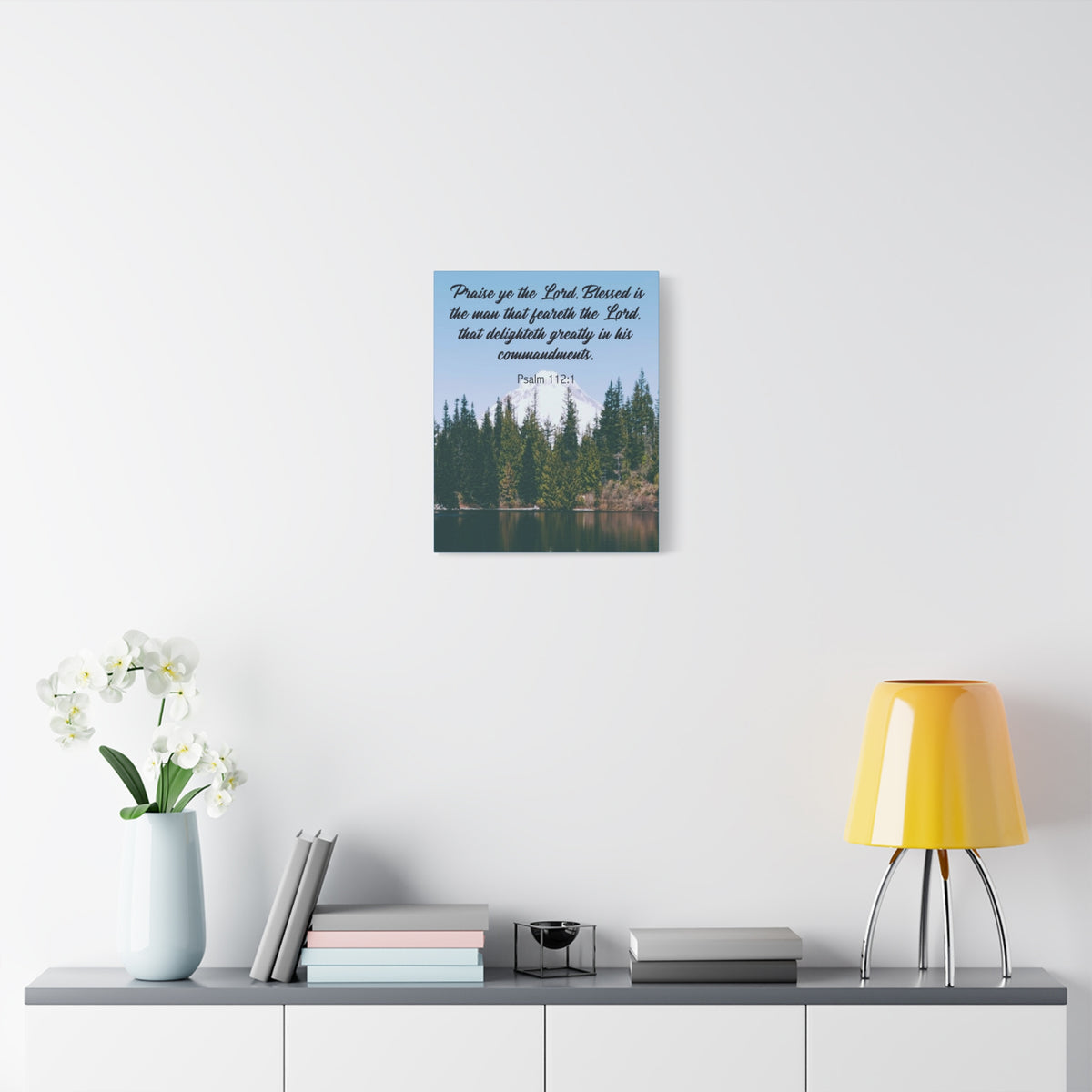Scripture Canvas Praise Ye The Lord Psalm 112:1 Christian Wall Art Bible Verse Print Ready to Hang