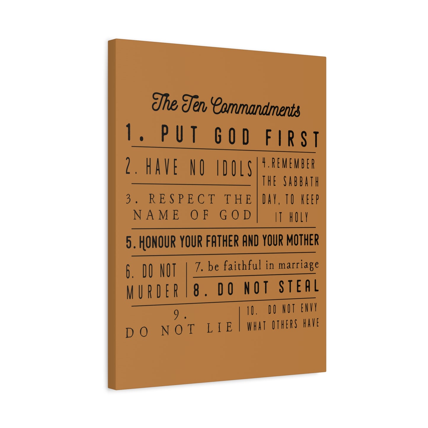 Scripture Canvas Ten Commandments Exodus 20:2–17 Christian Wall Art Print Ready to Hang
