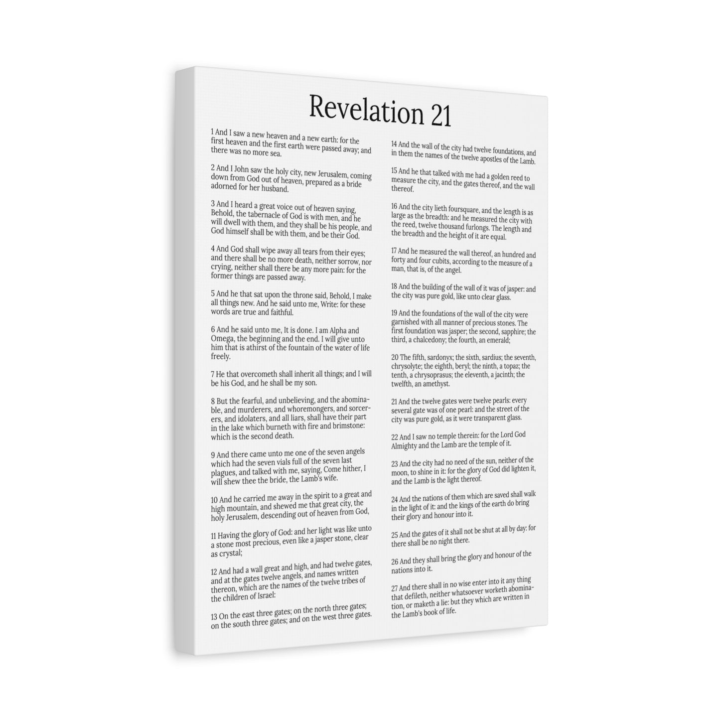 Scripture Walls Revelation 21 Chapter New Heaven and New Earth White Christian Wall Art Print Ready to Hang Unframed