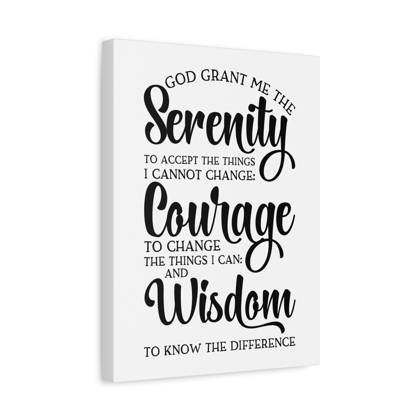 Scripture Canvas Serenity, Courage, Wisdom Psalm 27:14 Christian Wall Art Print Ready to Hang
