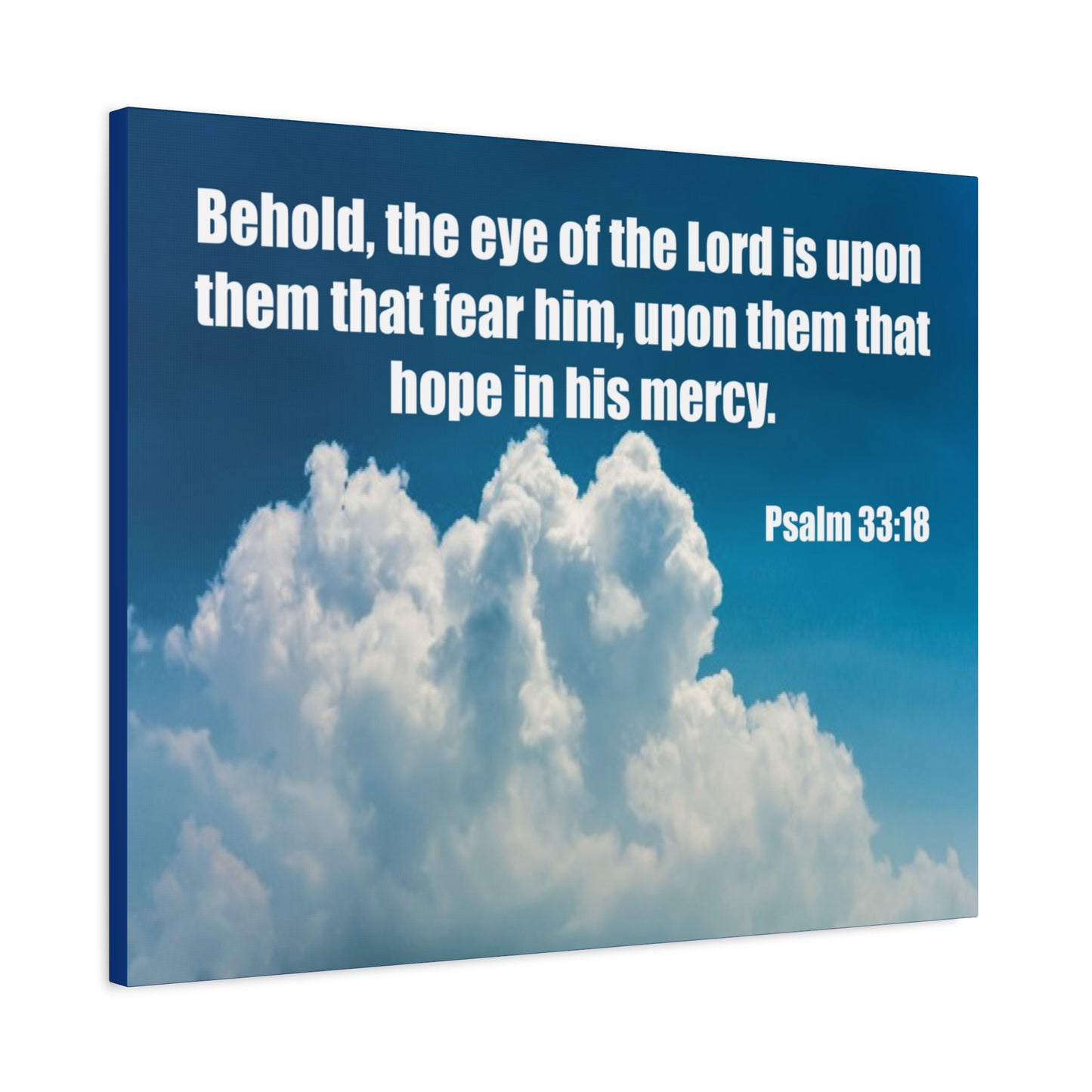 Bible Verse Canvas Hope in His Mercy Psalm 33:18 Christian Home Décor Wall Art Scripture Ready to Hang Faith Print