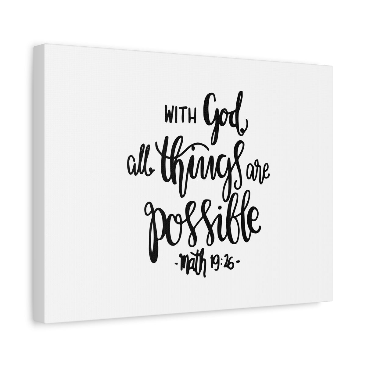 Scripture Canvas All Things Are Possible Math 19:26 Christian Wall Art Bible Verse Print Ready to Hang