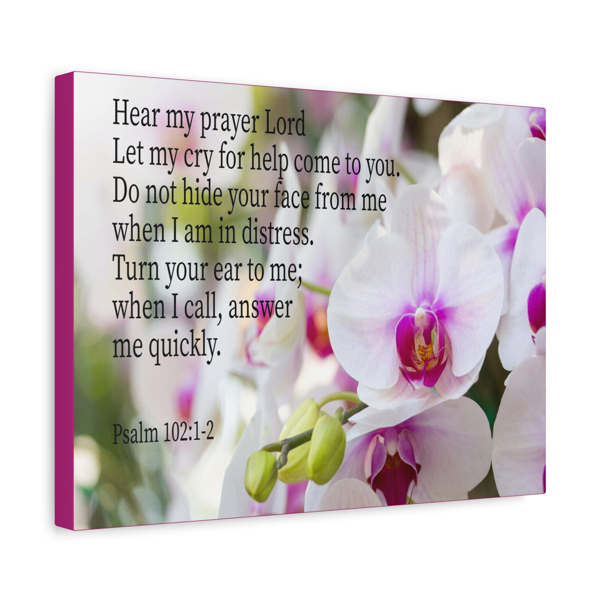 Scripture Canvas Hear My Prayer Lord Psalm 102:1-2 Christian Wall Art Bible Verse Print Ready to Hang