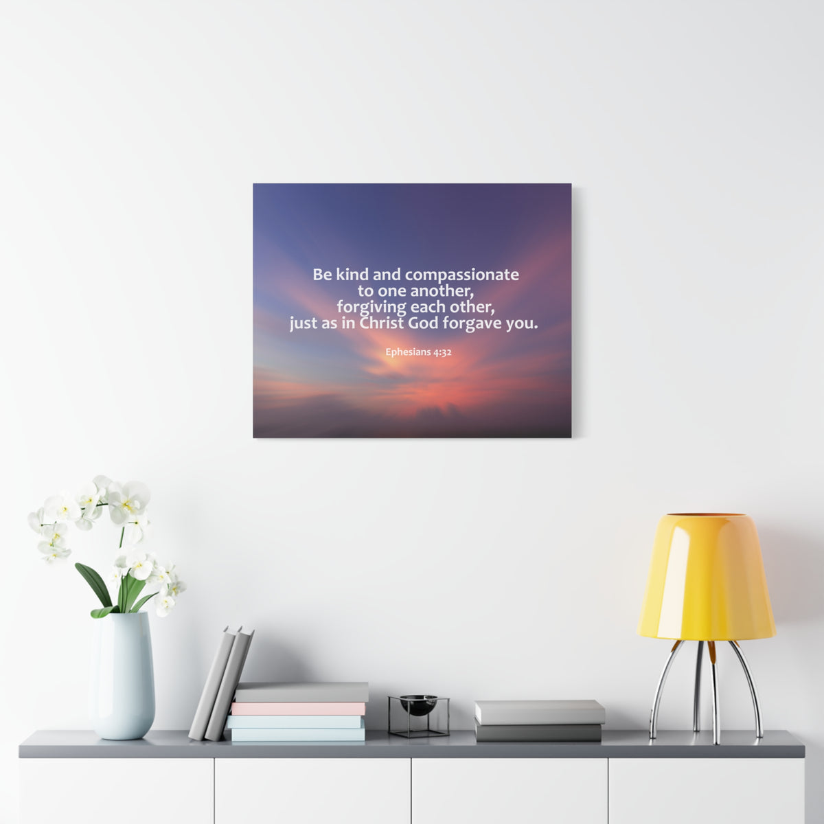 Scripture Canvas Kind and Compassionate Ephesians 4:32 Christian Wall Art Bible Verse Print Ready to Hang
