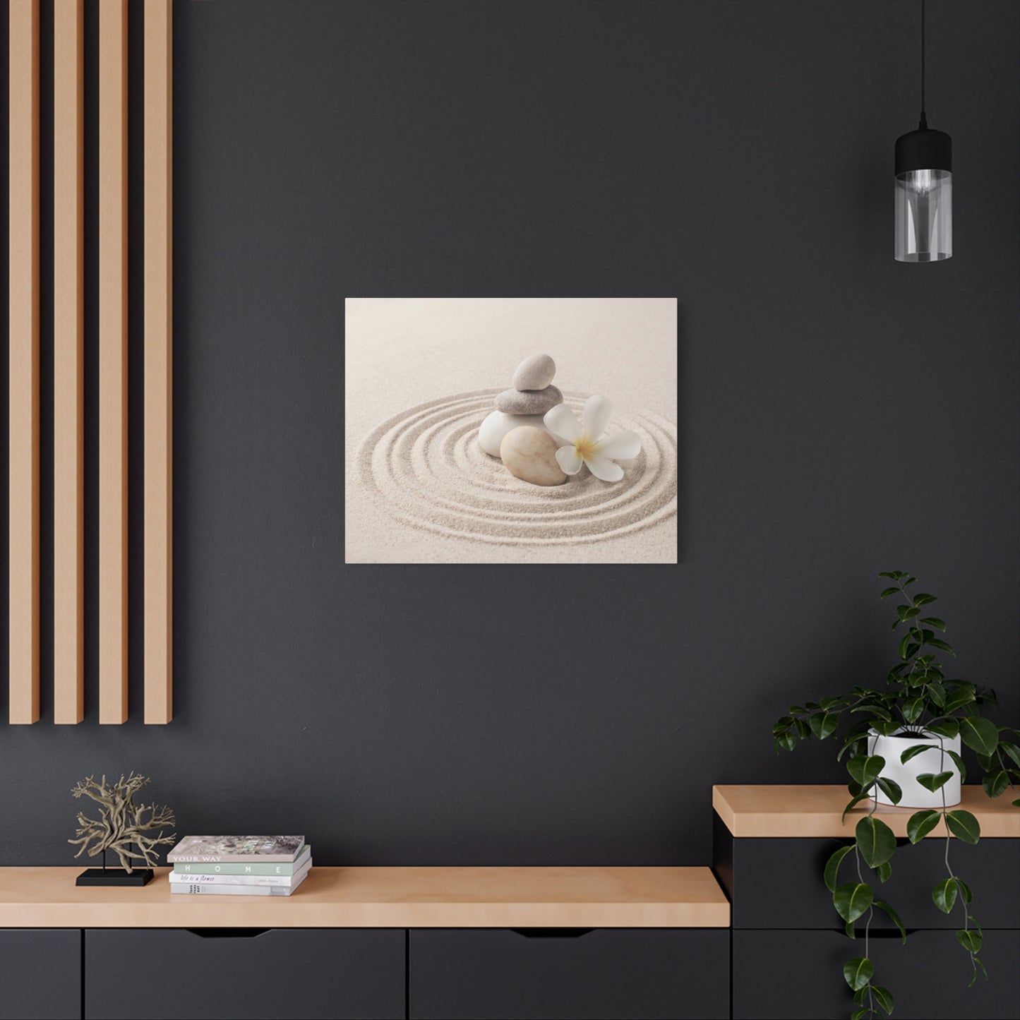 Stacked Zen Stones Forest Floral Nature Photography Canvas Wall Art for Home Decor Ready-to-Hang