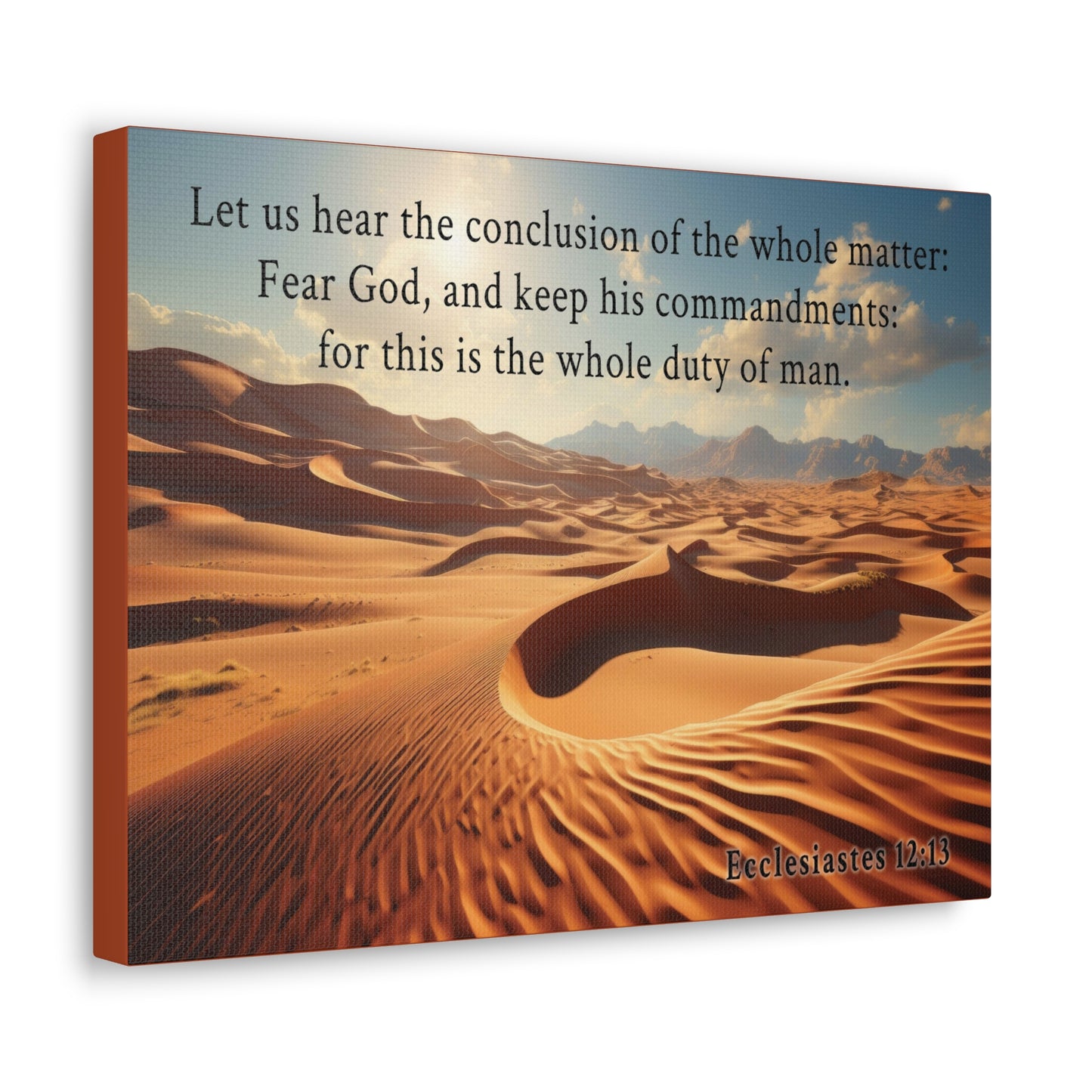 Ecclesiastes 12:13 Desert Bible Verse Canvas Christian Wall Art Ready to Hang Unframed