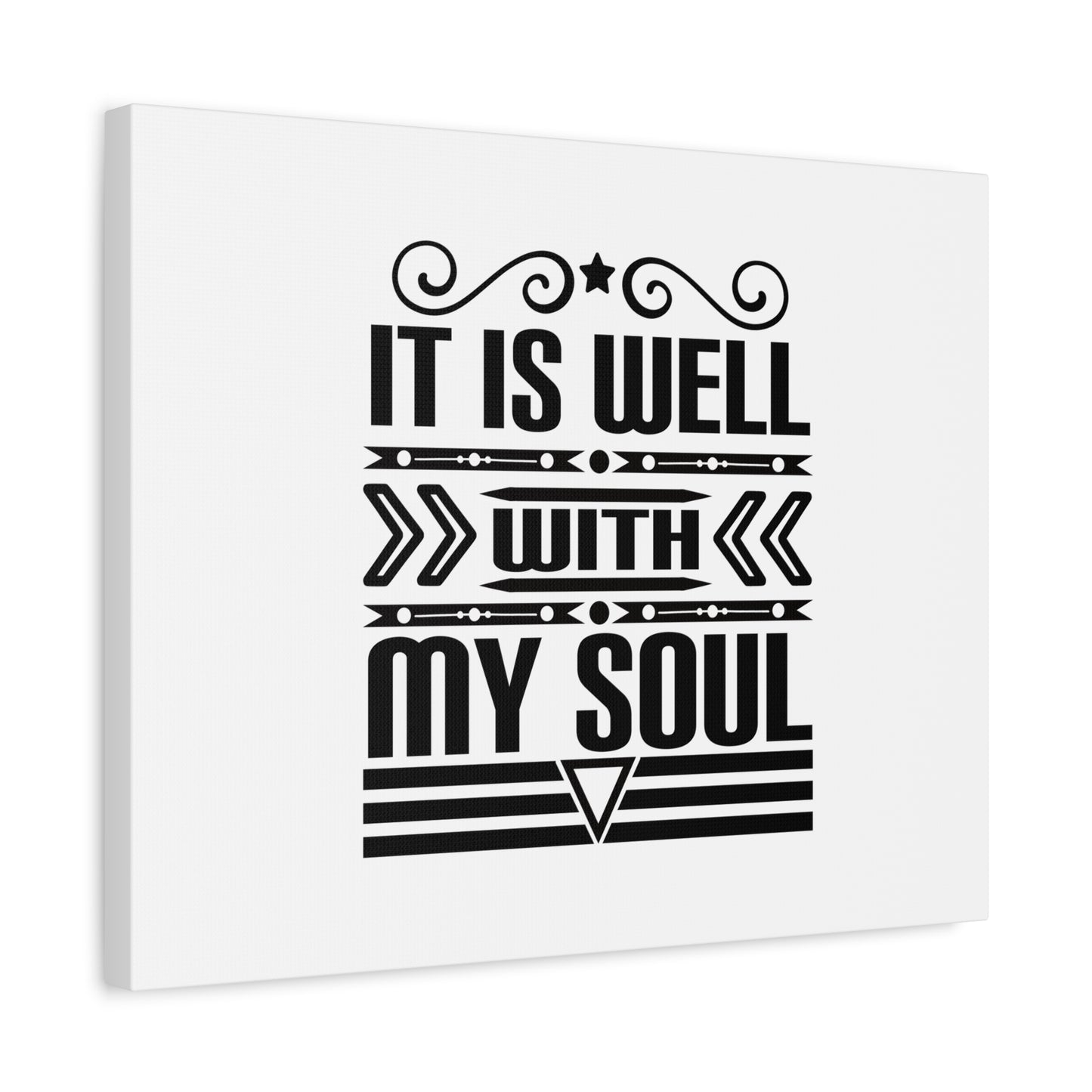Scripture Canvas It Is Well With My Soul Psalm 42:7 Arrow Black Christian Wall Art Bible Verse Print Ready to Hang