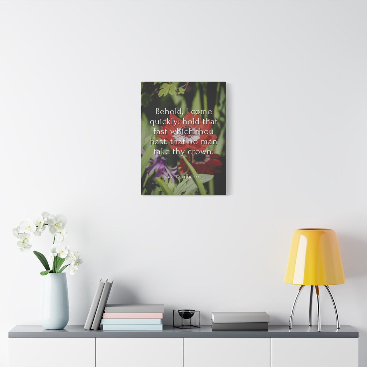 Scripture Canvas I Come Revelation 3:11 Christian Wall Art Bible Verse Print Ready to Hang