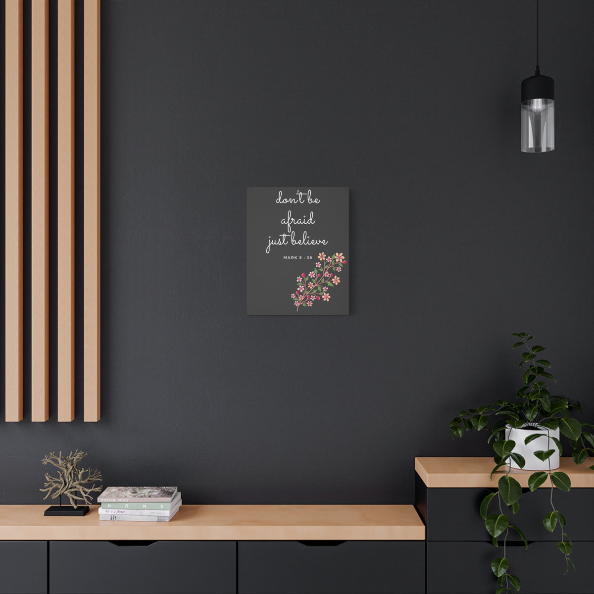 Scripture Canvas Just Believe Mark 5:36 Christian Wall Art Bible Verse Print Ready to Hang