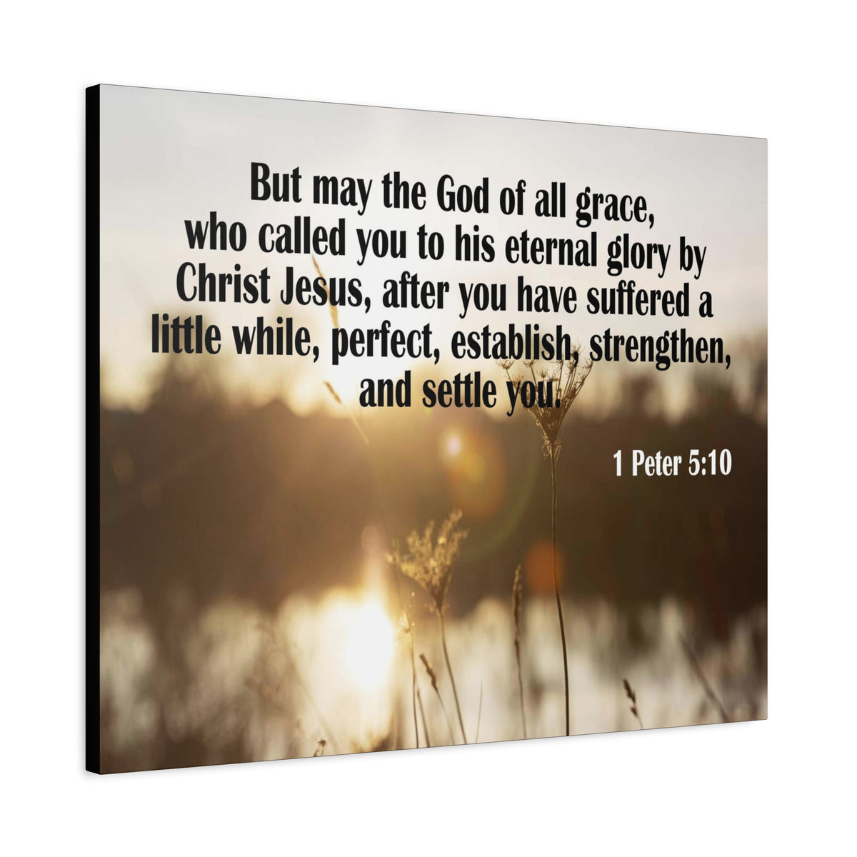 Scripture Canvas God of All Grace 1 Peter 5:10 Christian Wall Art Bible Verse Print Ready to Hang