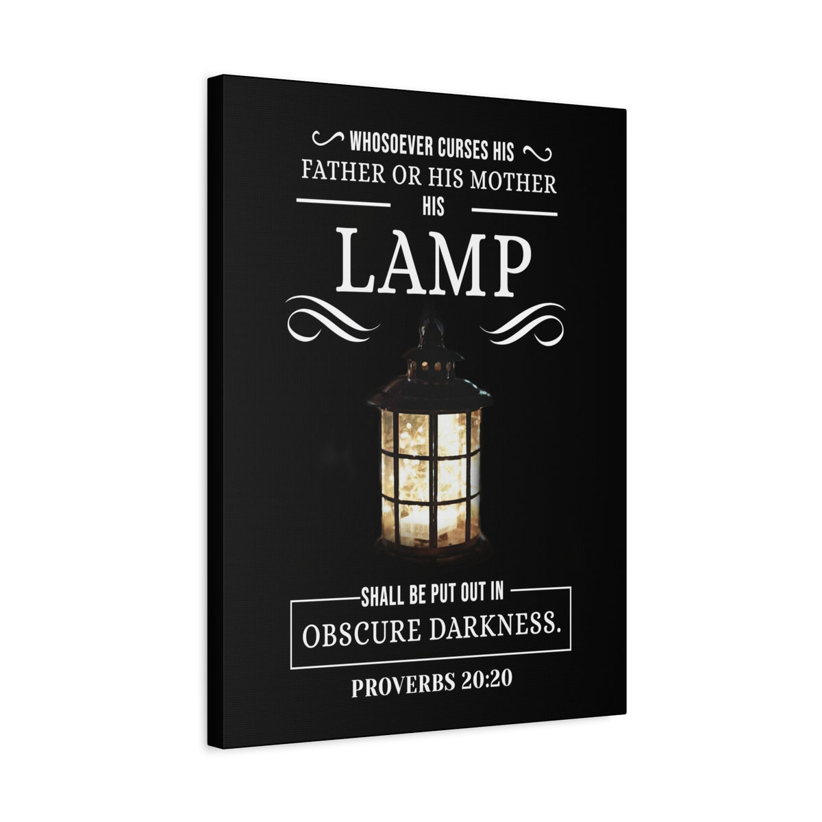 Scripture Canvas Lamp Proverbs 20:20 KJV Christian Wall Art Bible Verse Print Ready to Hang