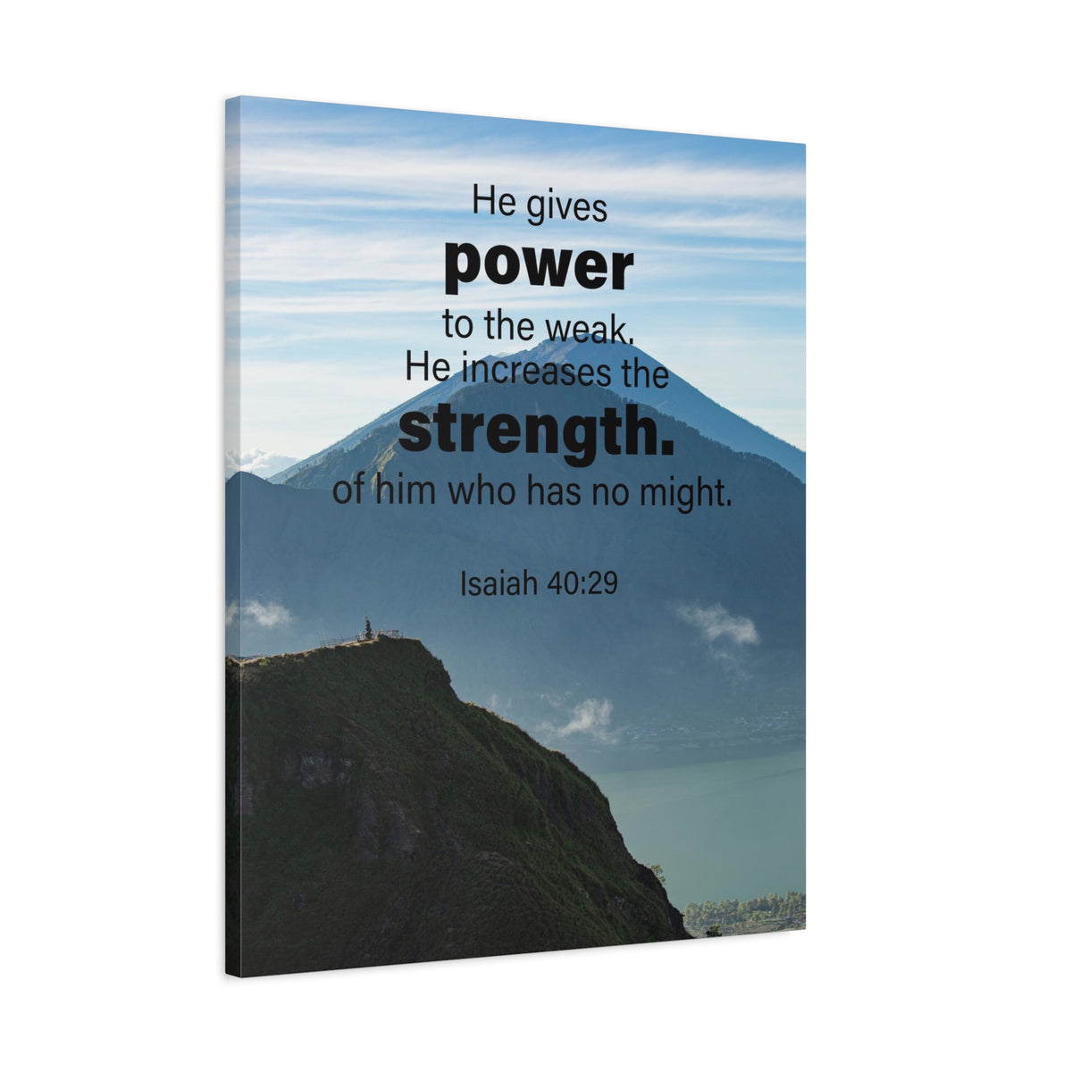 Scripture Canvas Power to the Weak Isaiah 40:29 Christian Wall Art Bible Verse Print Ready to Hang