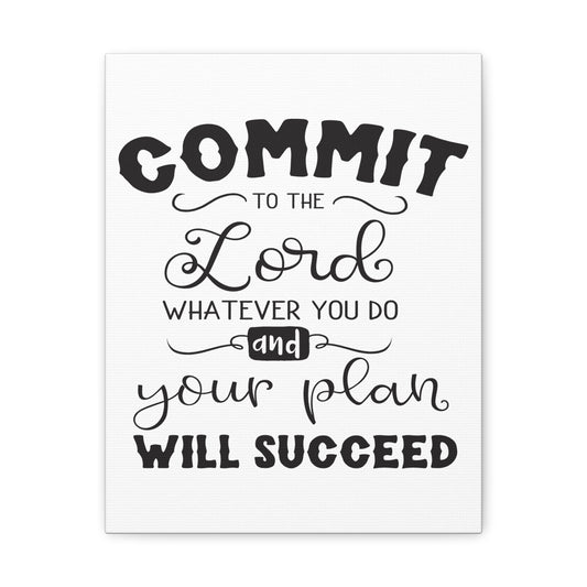 To The Lord Proverbs 16:3 Cursive Christian Wall Art Print Ready to Hang