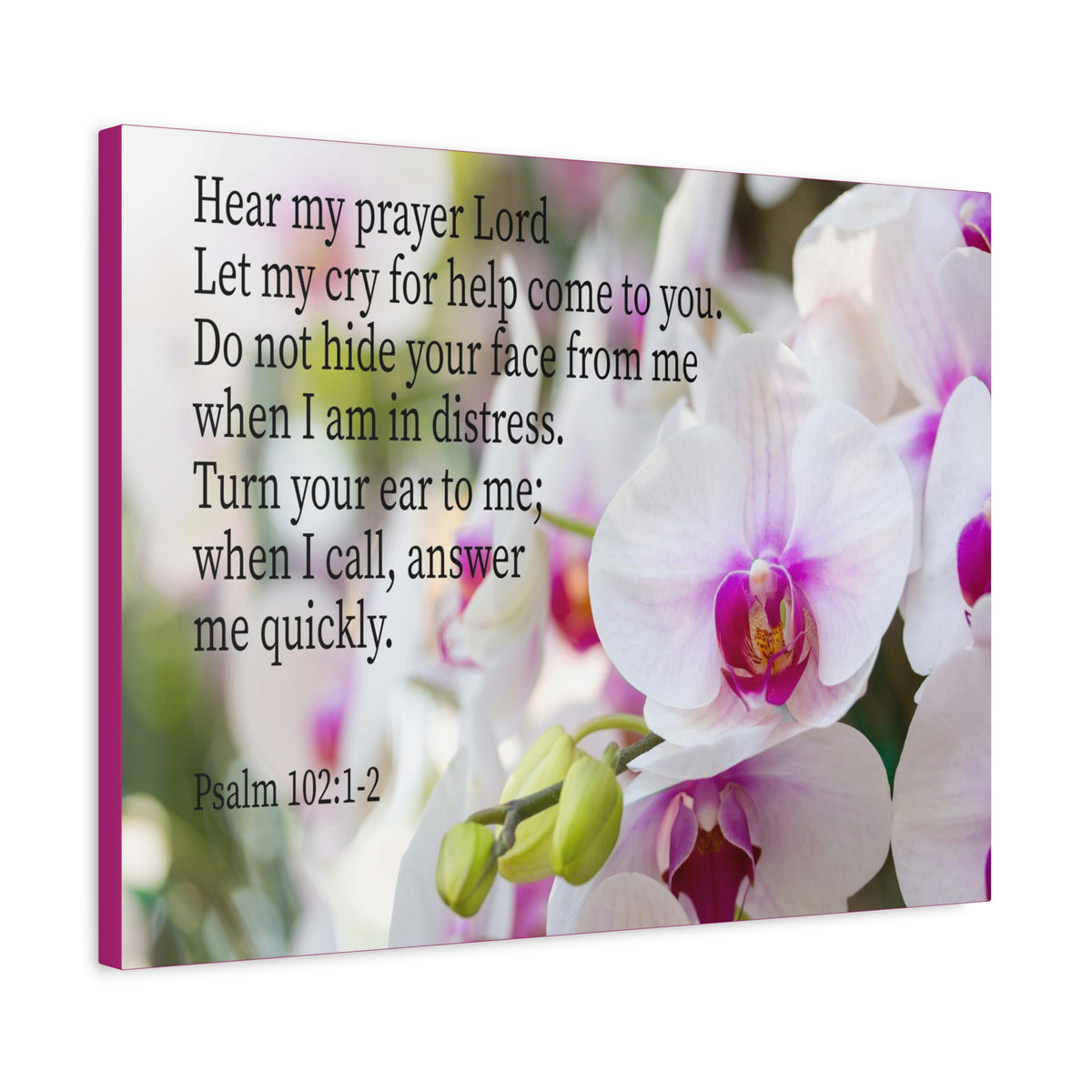 Scripture Canvas Hear My Prayer Lord Psalm 102:1-2 Christian Wall Art Bible Verse Print Ready to Hang