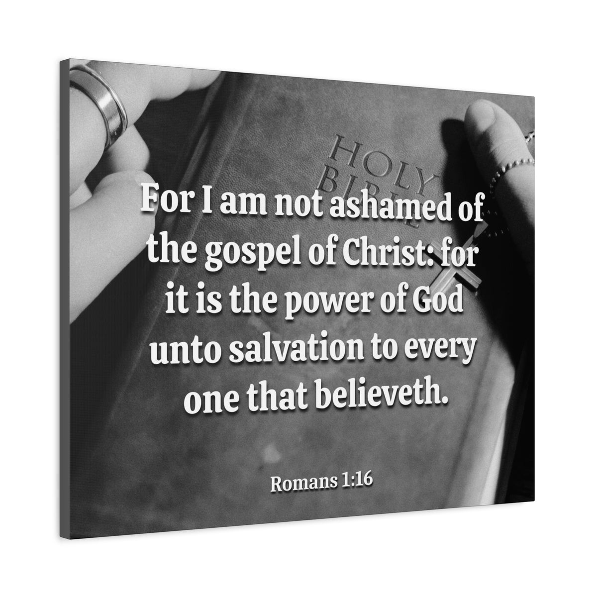 Scripture Canvas God Unto Salvation Romans 1:16 Christian Wall Art Bible Verse Print Ready to Hang