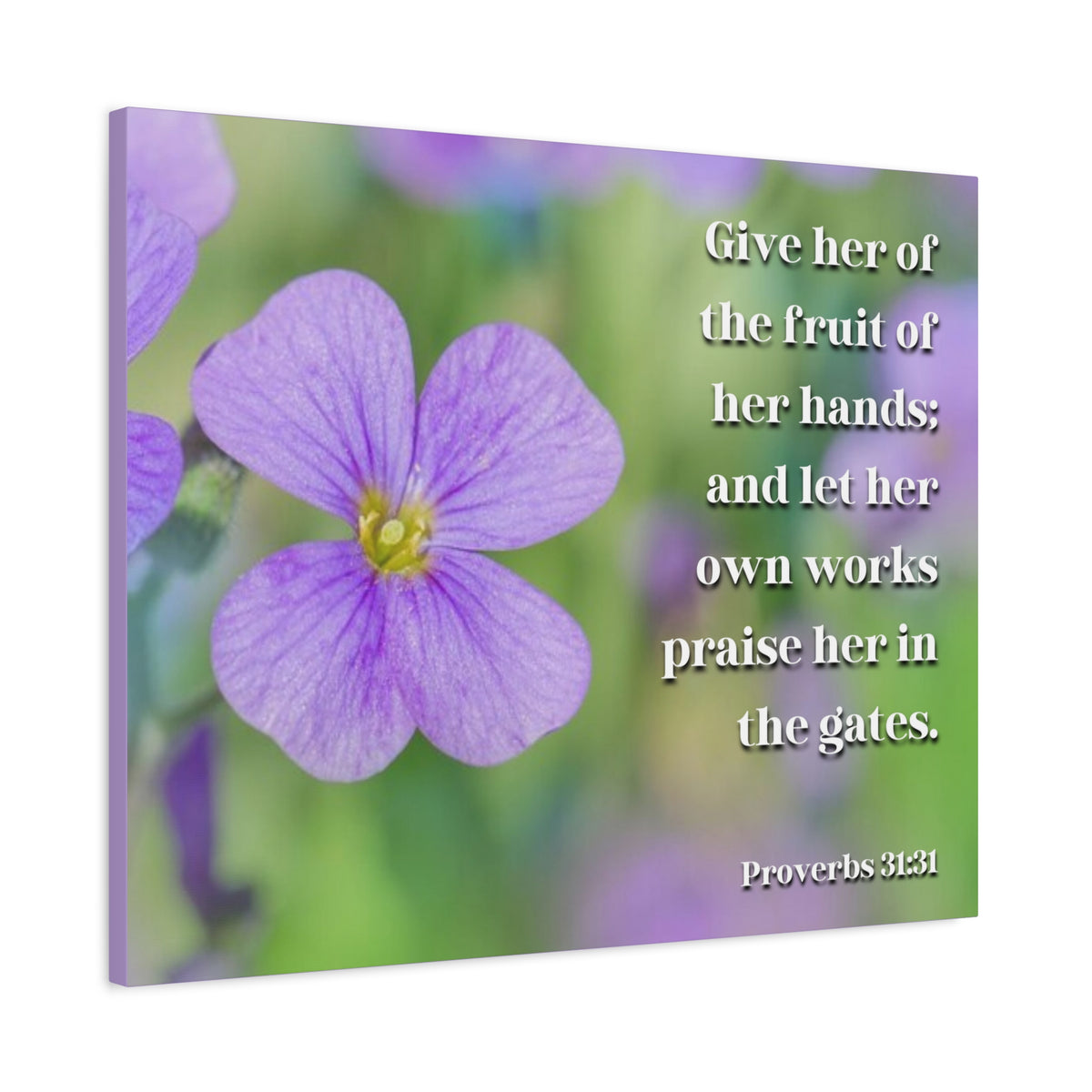Scripture Canvas The Fruit Of Her Hands Proverbs 31:31 Christian Wall Art Bible Verse Print Ready to Hang