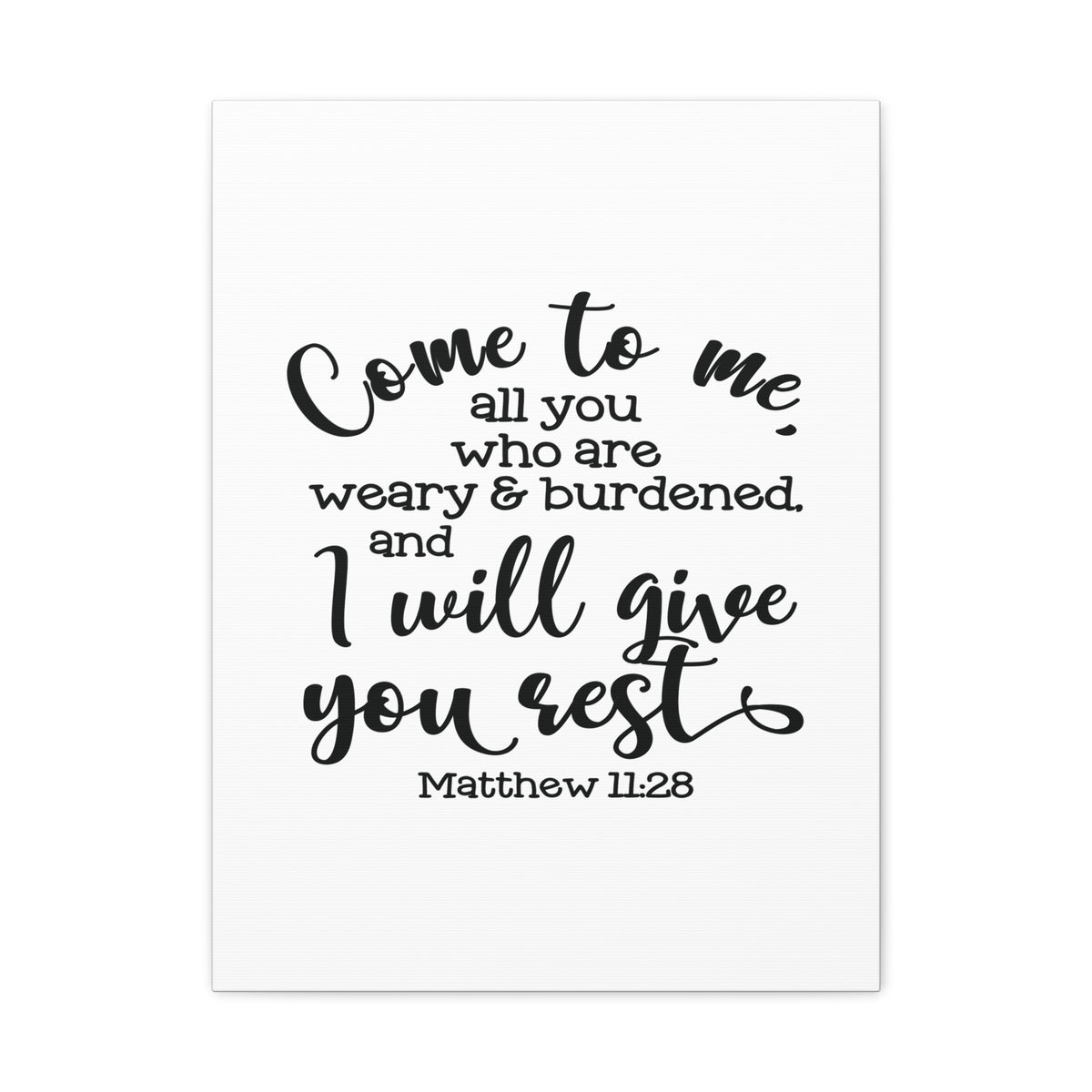 Scripture Canvas Give You Rest Matthew 11:28 Christian Wall Art Bible Verse Print Ready to Hang