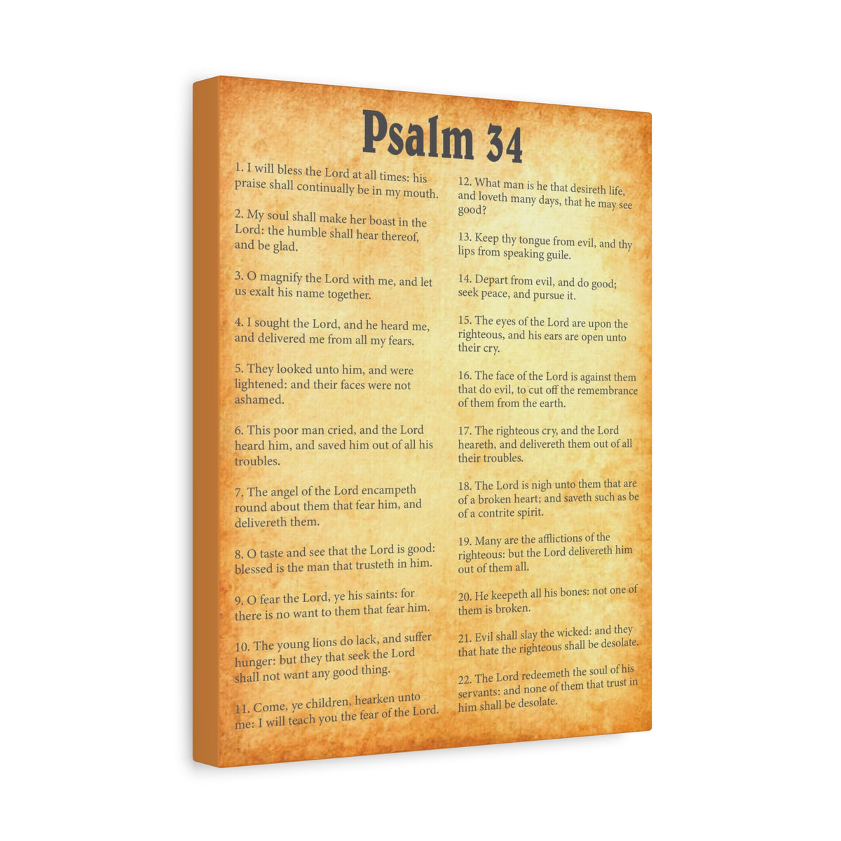 Scripture Walls Psalm 34 Gold Bible Chapter Canvas Christian Wall Art Ready to Hang