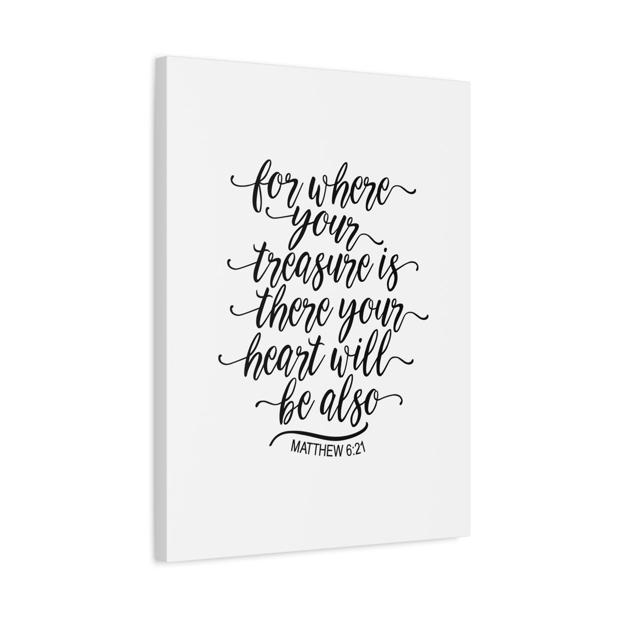 Scripture Canvas Your Heart Matthew 6:21 Christian Wall Art Bible Verse Print Ready to Hang