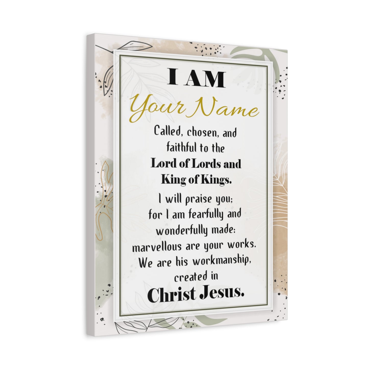Personalized Called Chosen in Christ's Workmanship Bible Chapter Canvas Christian Wall Art Ready to Hang