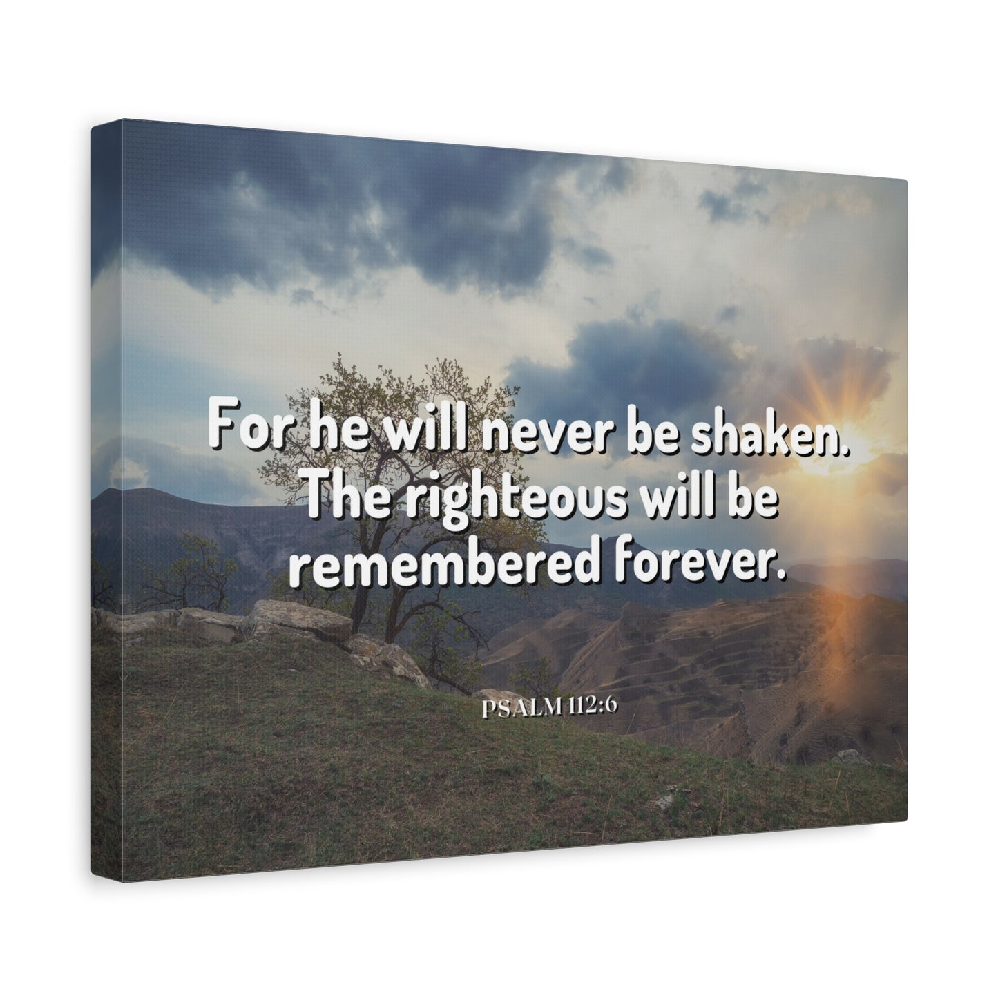 Scripture Canvas Remembered Forever Psalm 112:6 Christian Wall Art Bible Verse Print Ready to Hang