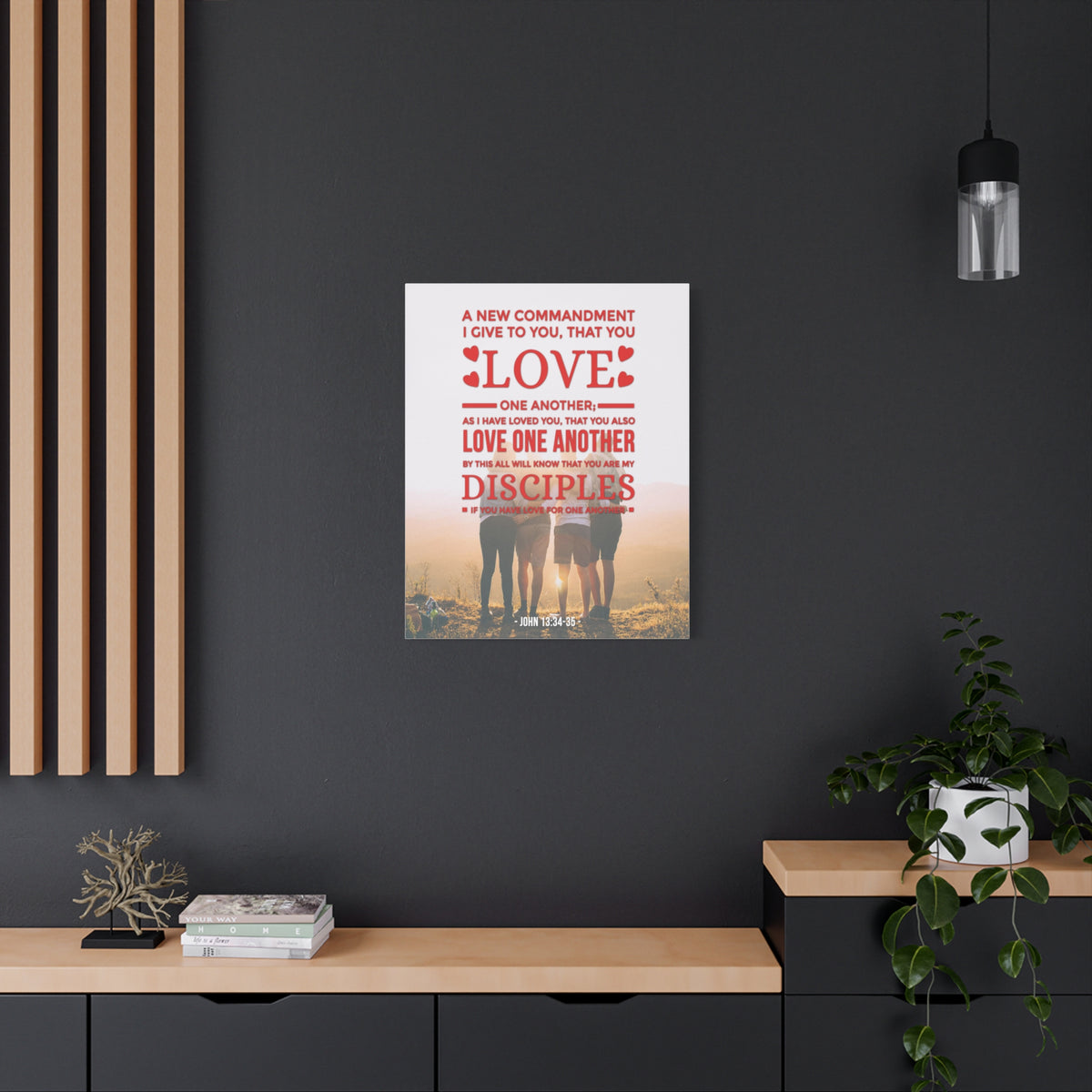 Scripture Canvas Love One Another John 13:34-35  Christian Wall Art Bible Verse Print Ready to Hang