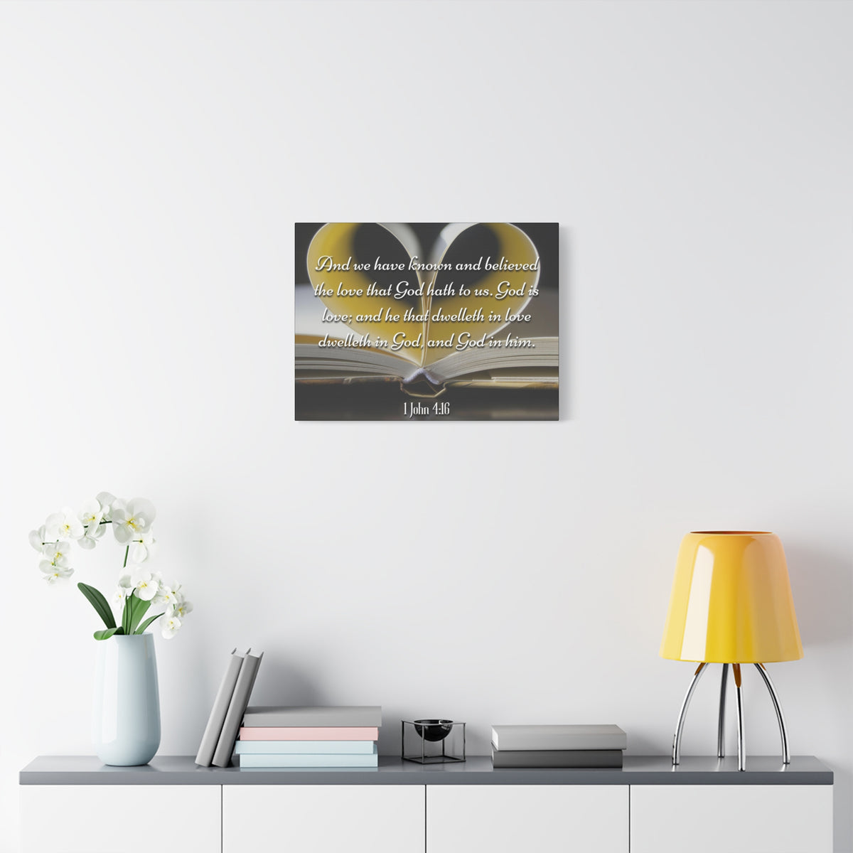 Scripture Canvas God Is Love 1 John 4:16 Christian Wall Art Bible Verse Print Ready to Hang