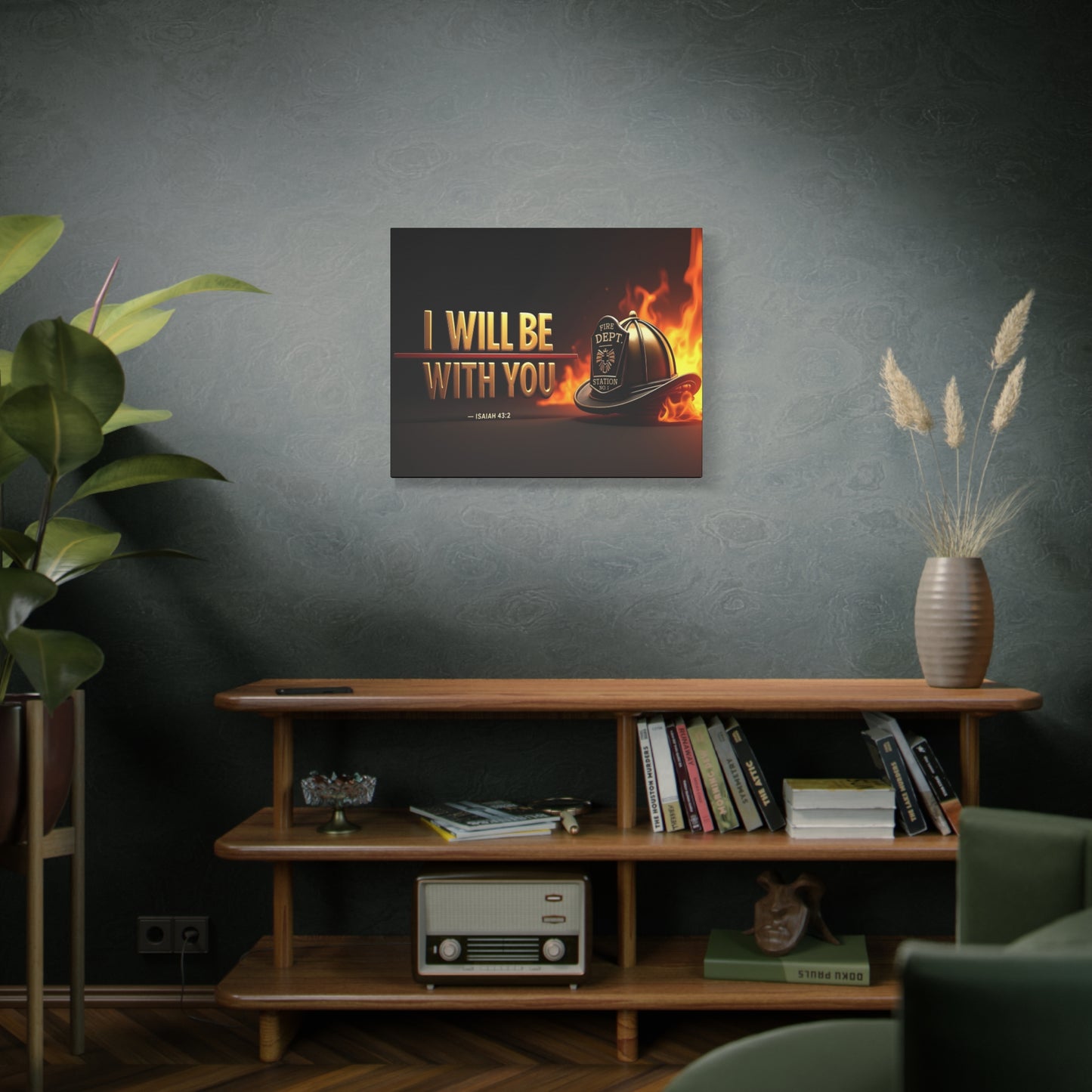 Scripture Walls Isaiah 43:2 Firefighter I Will Be With You Bible Verse Canvas Christian Wall Art Ready to Hang Unframed