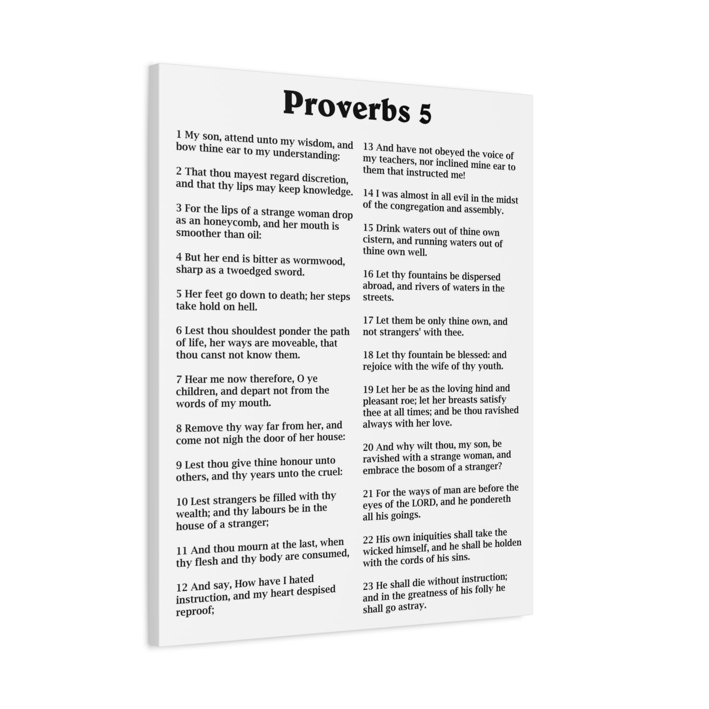 Scripture Walls Proverbs Chapter 5 White Bible Canvas Christian Wall Art Ready to Hang Unframed