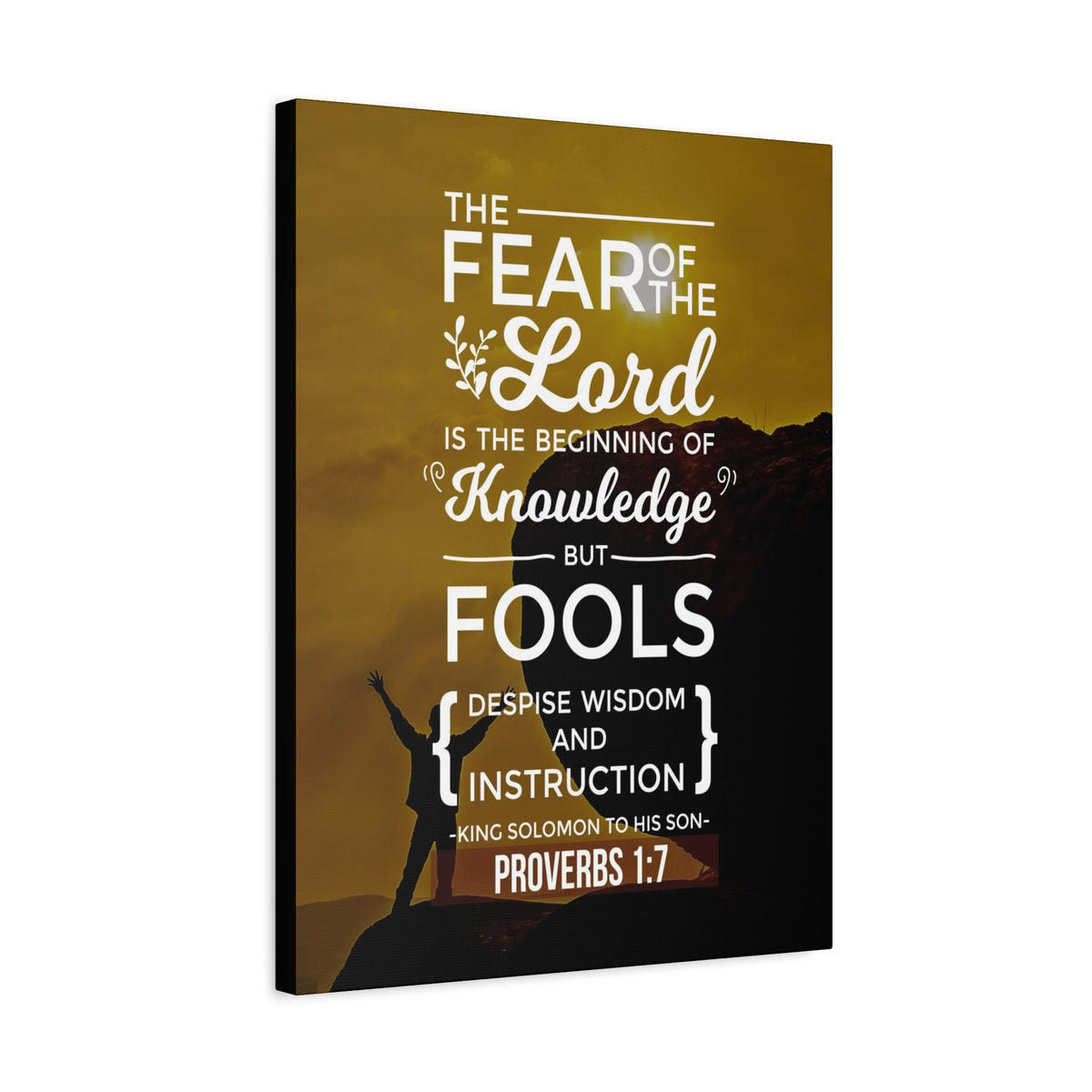 Scripture Canvas Beginning of Knowledge Proverbs 1:7 Christian Wall Art Bible Verse Print Ready to Hang