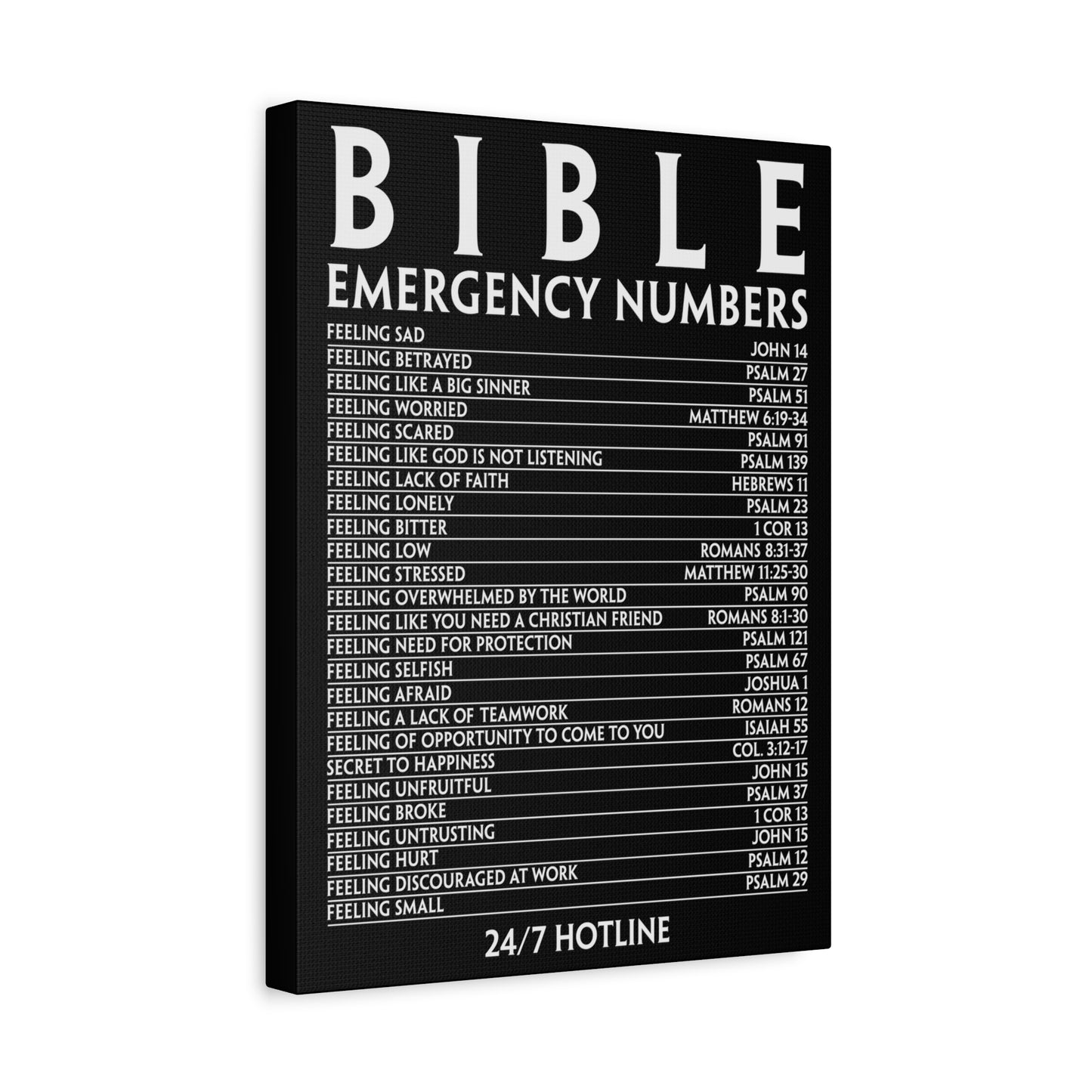 Scripture Walls Bible Emergency Hotline Numbers Bible Verse Canvas Christian Wall Art Ready to Hang Unframed