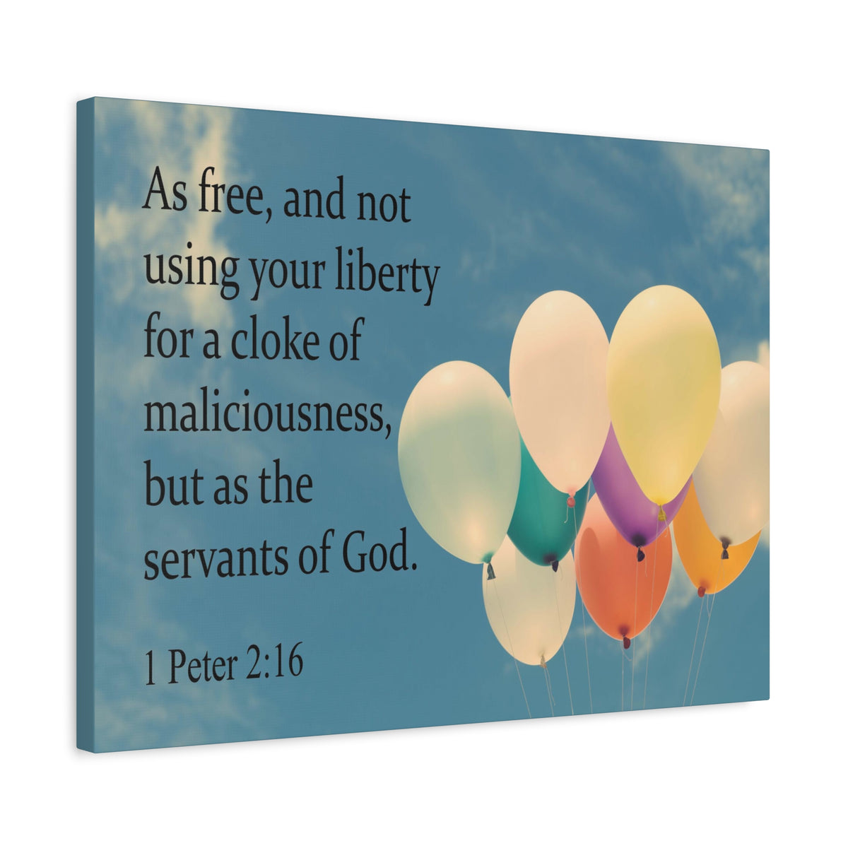 Scripture Canvas Servants of God 1 Peter 2:16 Christian Wall Art Bible Verse Print Ready to Hang