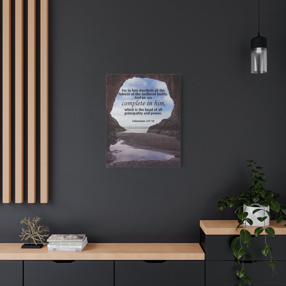 Scripture Canvas Principality and Power Colossians 2:9-10 Christian Wall Art Bible Verse Print Ready to Hang