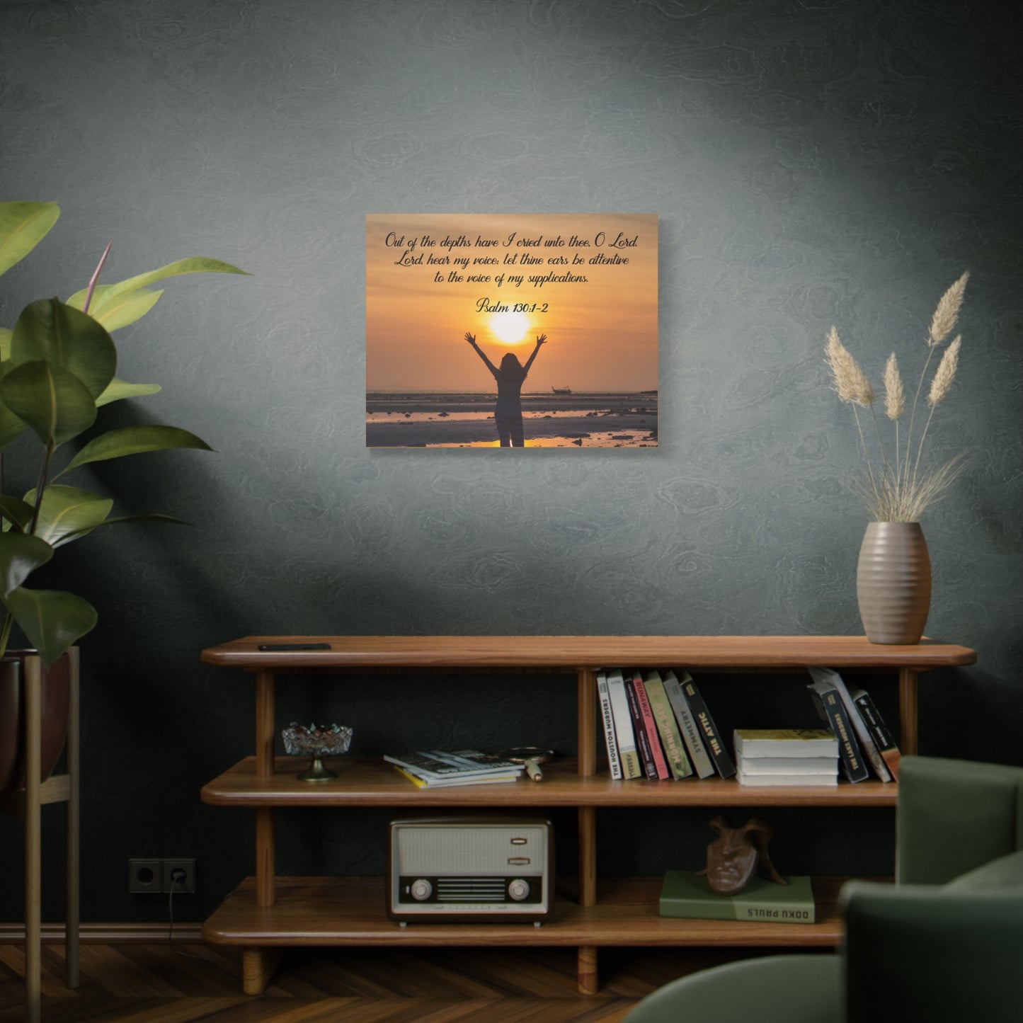 Bible Verse Canvas Out of The Depths Psalm 130:1-2 Christian Home Décor Wall Art Scripture Ready to Hang Faith Print