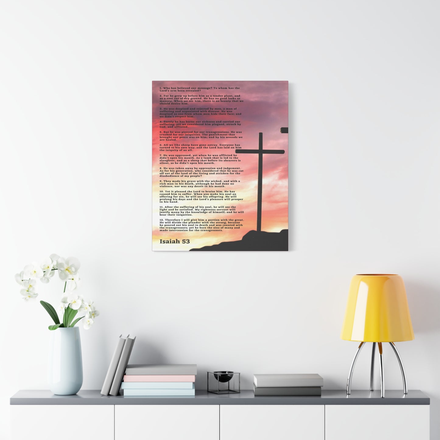 Scripture Canvas Prophecy Of Jesus Colored Isaiah 53 Christian Wall Art Bible Verse Print Ready to Hang