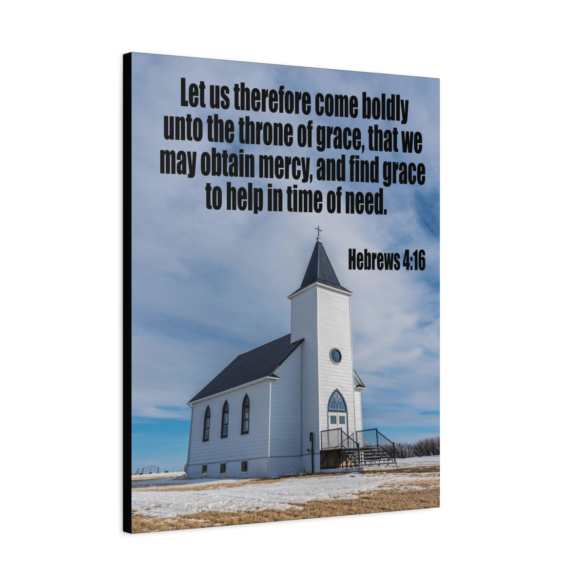 Scripture Canvas Throne of Grace Hebrews 4:16 Christian Wall Art Bible Verse Print Ready to Hang