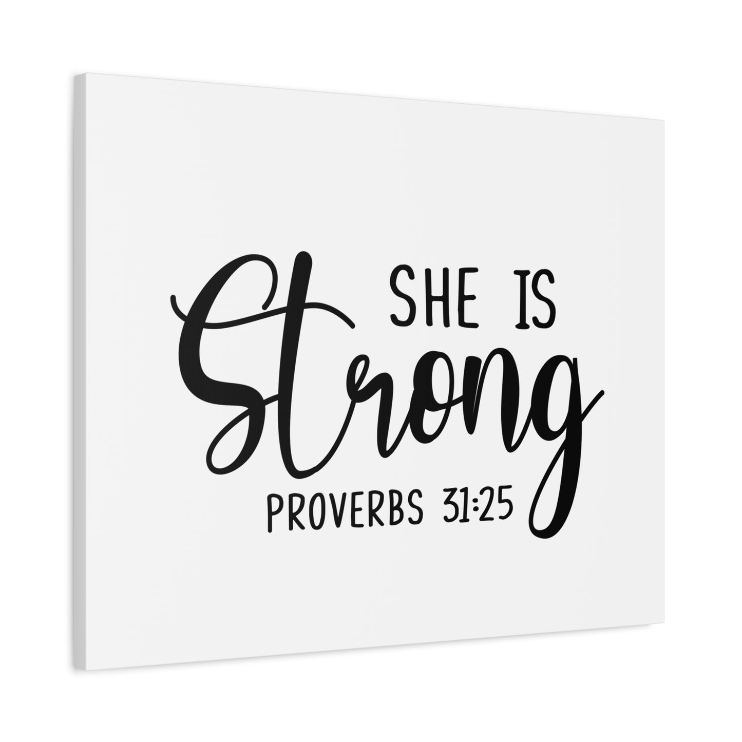 Scripture Canvas She Is Strong Proverbs 31:25 Christian Wall Art Bible Verse Print Ready to Hang