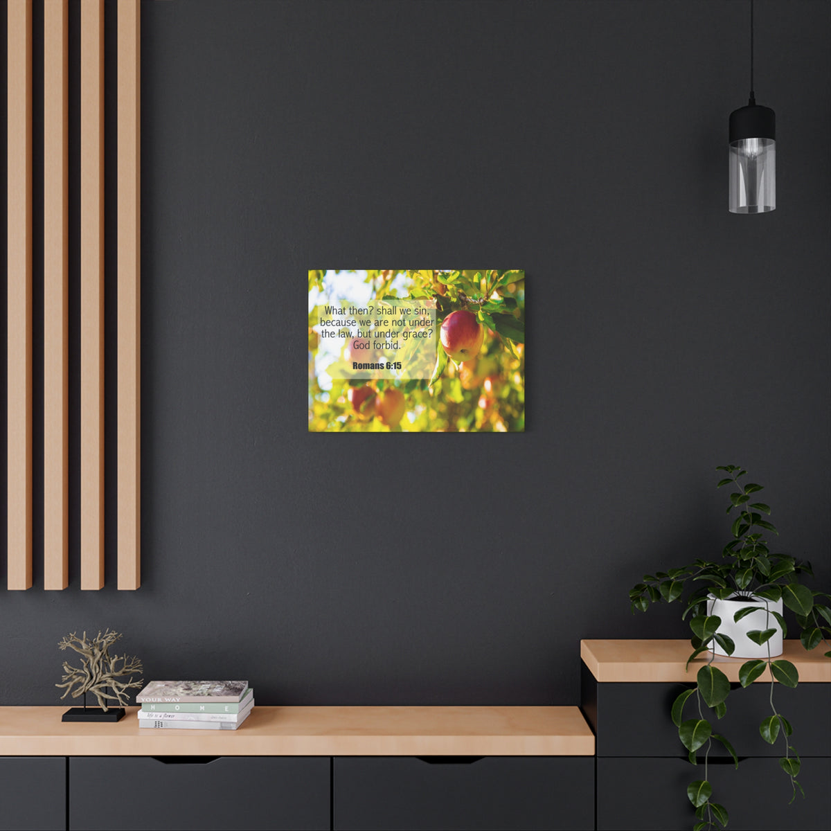 Scripture Canvas God Forbid Romans 6:15 Christian Wall Art Bible Verse Print Ready to Hang