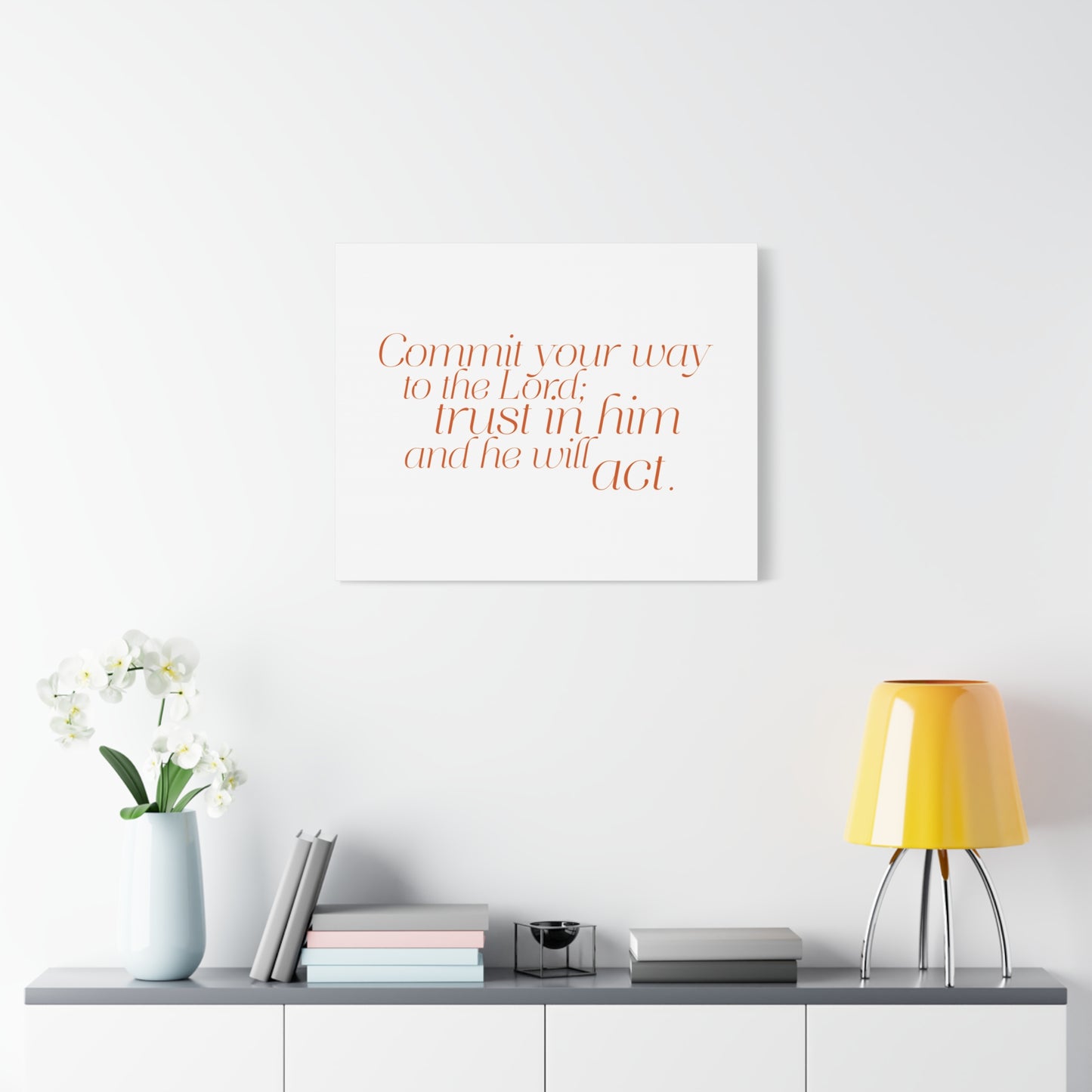 Scripture Walls Your Way to The Lord Orange Psalm 37:5 Bible Verse Canvas Christian Wall Art Ready to Hang
