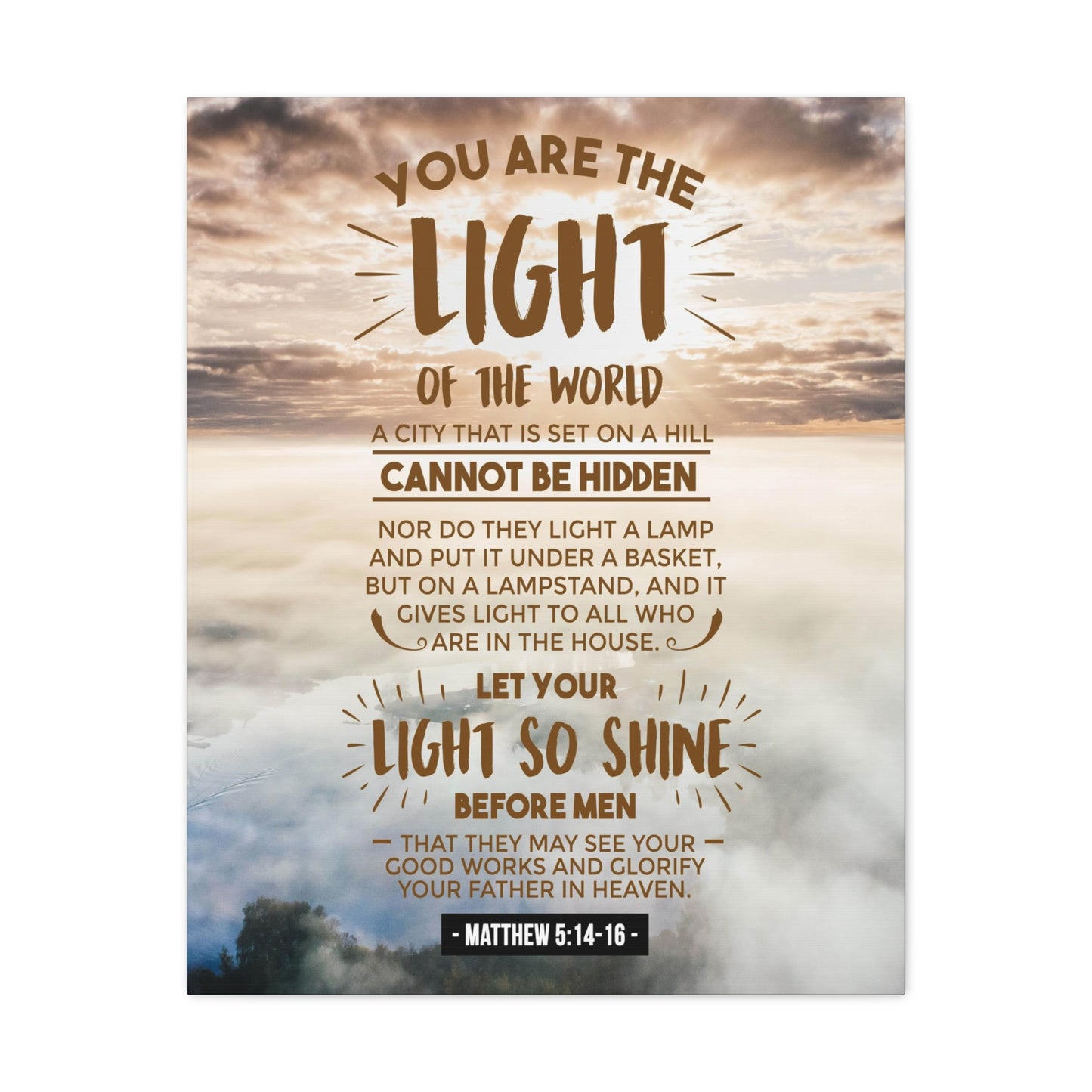You Are The Light Matthew 5:14-16 Christian Wall Art Bible Verse Print Ready to Hang