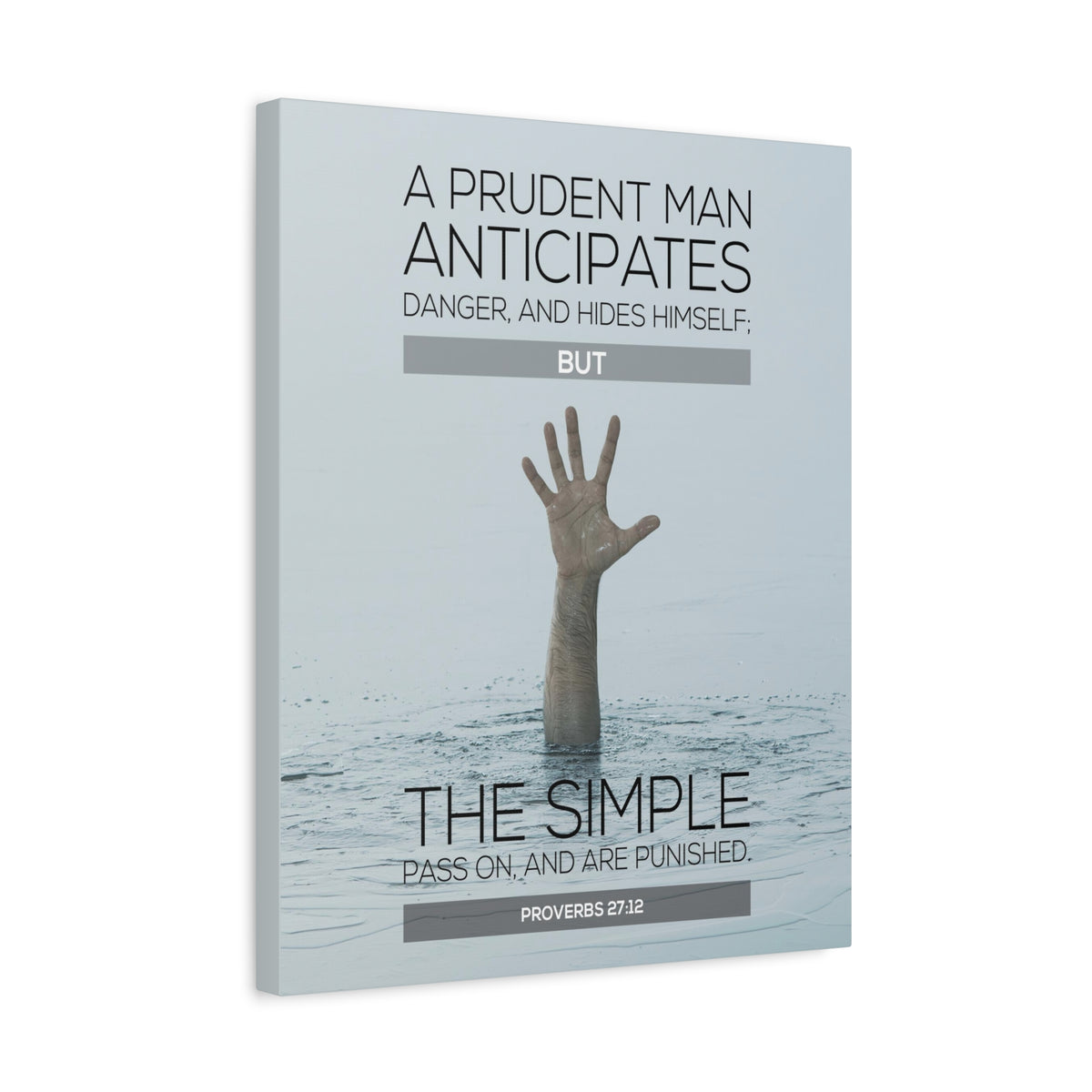 Scripture Canvas A Prudent Man Drowning Proverbs 27:12 Christian Wall Art Bible Verse Print Ready to Hang