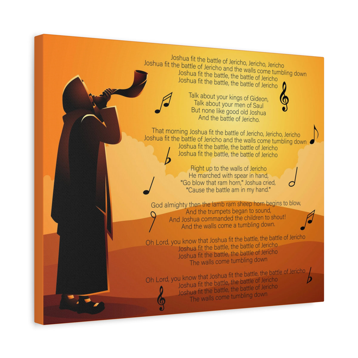 Scripture Canvas Joshua Fit the Battle of Jericho Joshua 6:15-21 Christian Wall Art Bible Verse Print Ready to Hang