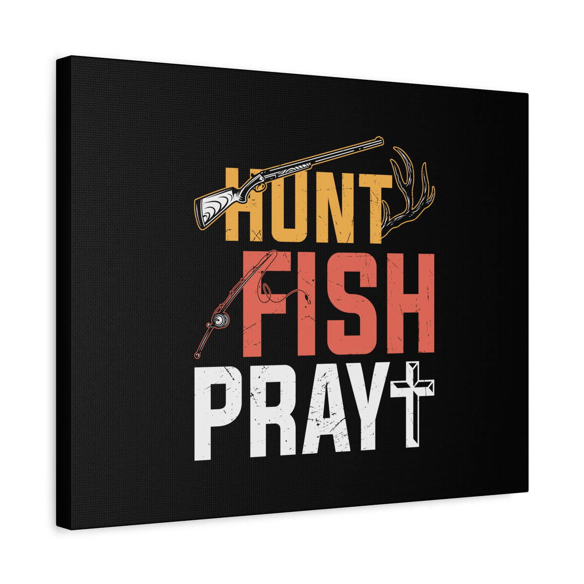 Scripture Canvas Hunt, Fish, Pray Jeremiah 16:16 Christian Wall Art Bible Verse Print Ready to Hang