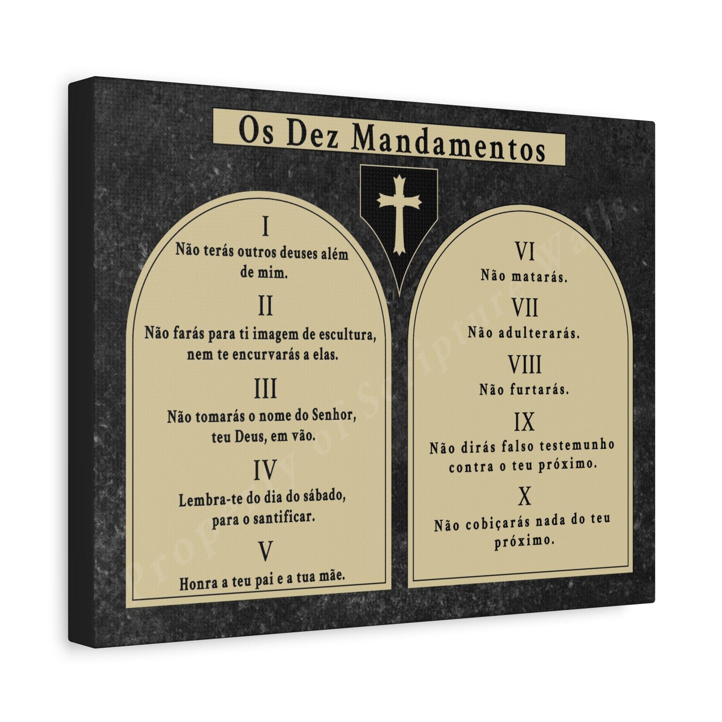 Scripture Walls 10 Commandments Portuguese Tablets Bible Verse Canvas Christian Wall Art Ready to Hang Unframed