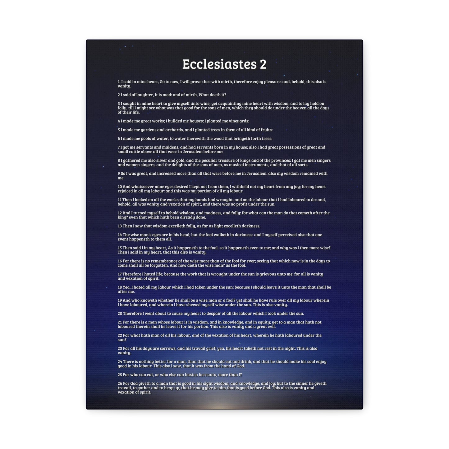 Vanity Of Pleasure & Achievement Ecclesiastes 2 Bible Verse Canvas Christian Wall Art Ready to Hang