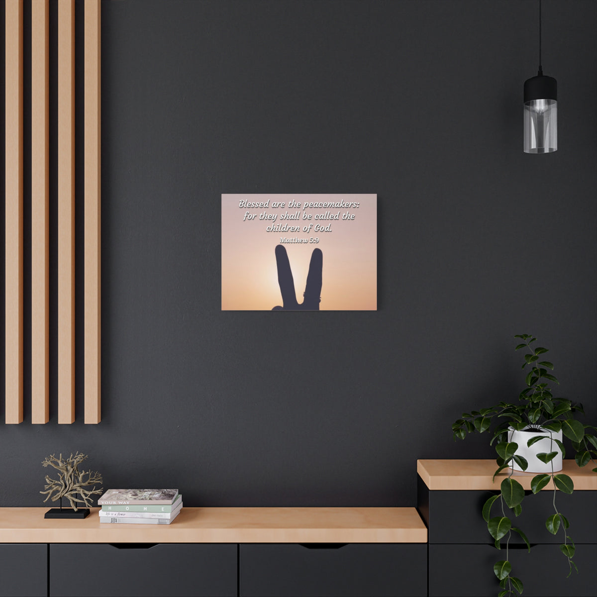 Scripture Canvas Peacemakers Matthew 5:9 Christian Wall Art Bible Verse Print Ready to Hang