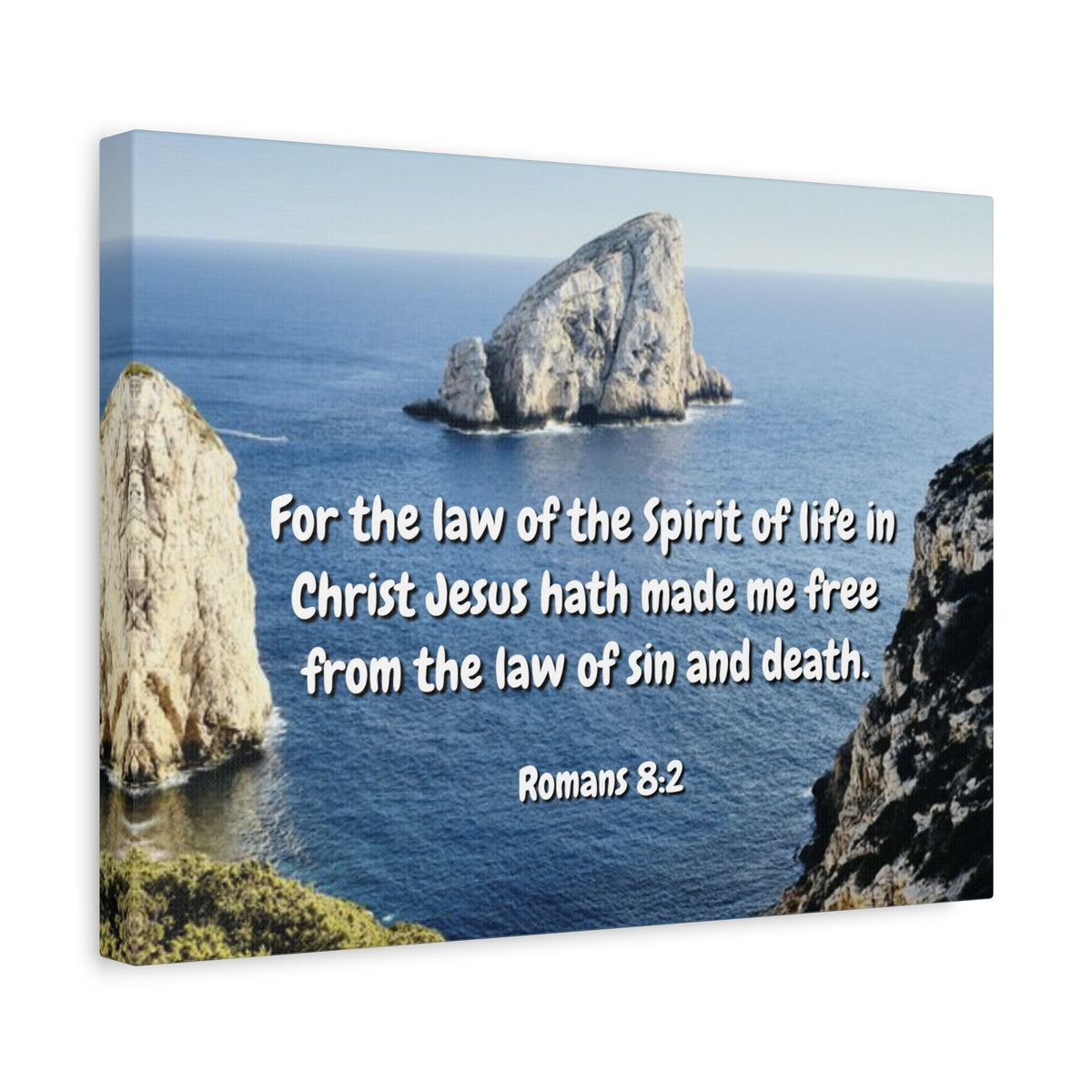 Scripture Canvas Spire Of Life Romans 8:2 Christian Wall Art Bible Verse Print Ready to Hang