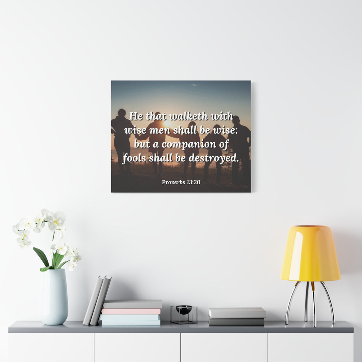 Scripture Canvas Walk With Wise Men Proverbs 13:20 Christian Wall Art Bible Verse Print Ready to Hang