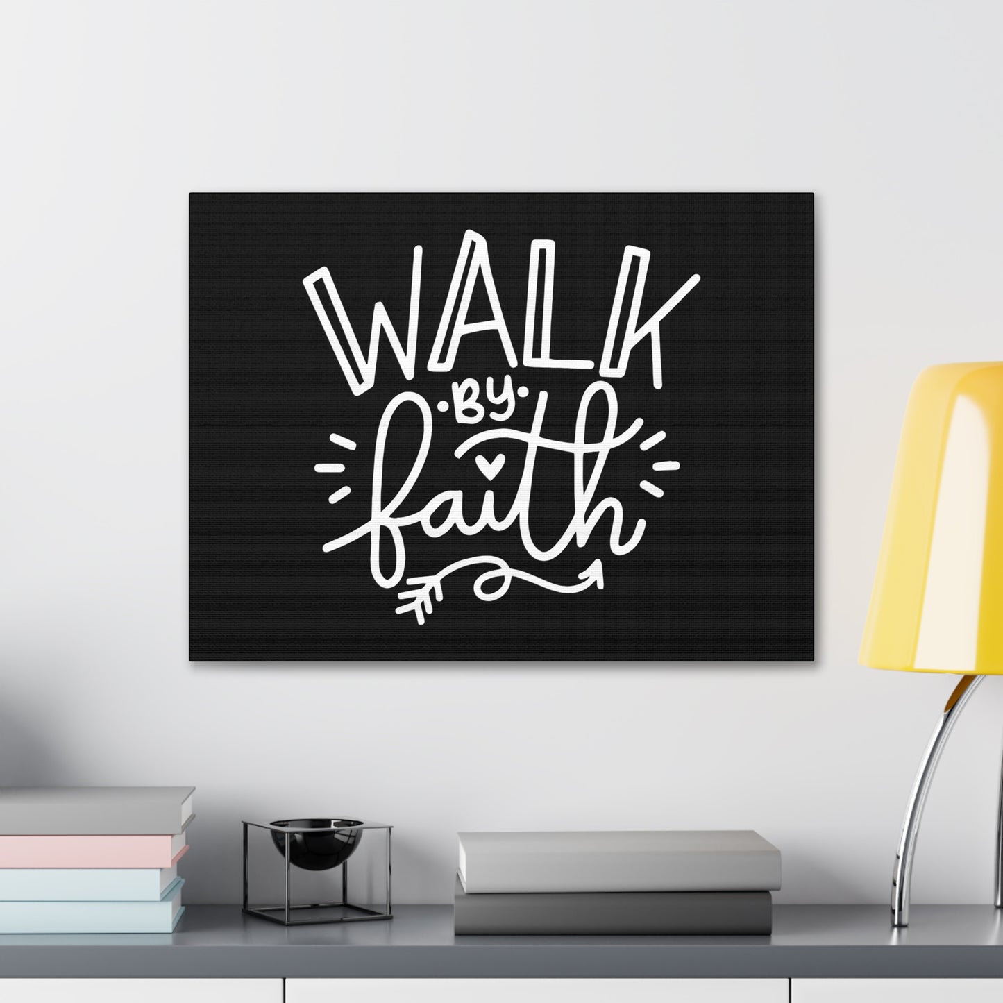 Walk By Faith 2 Corinthians 5:7 Arrow Outlined Christian Wall Art Bible Verse Print Ready to Hang