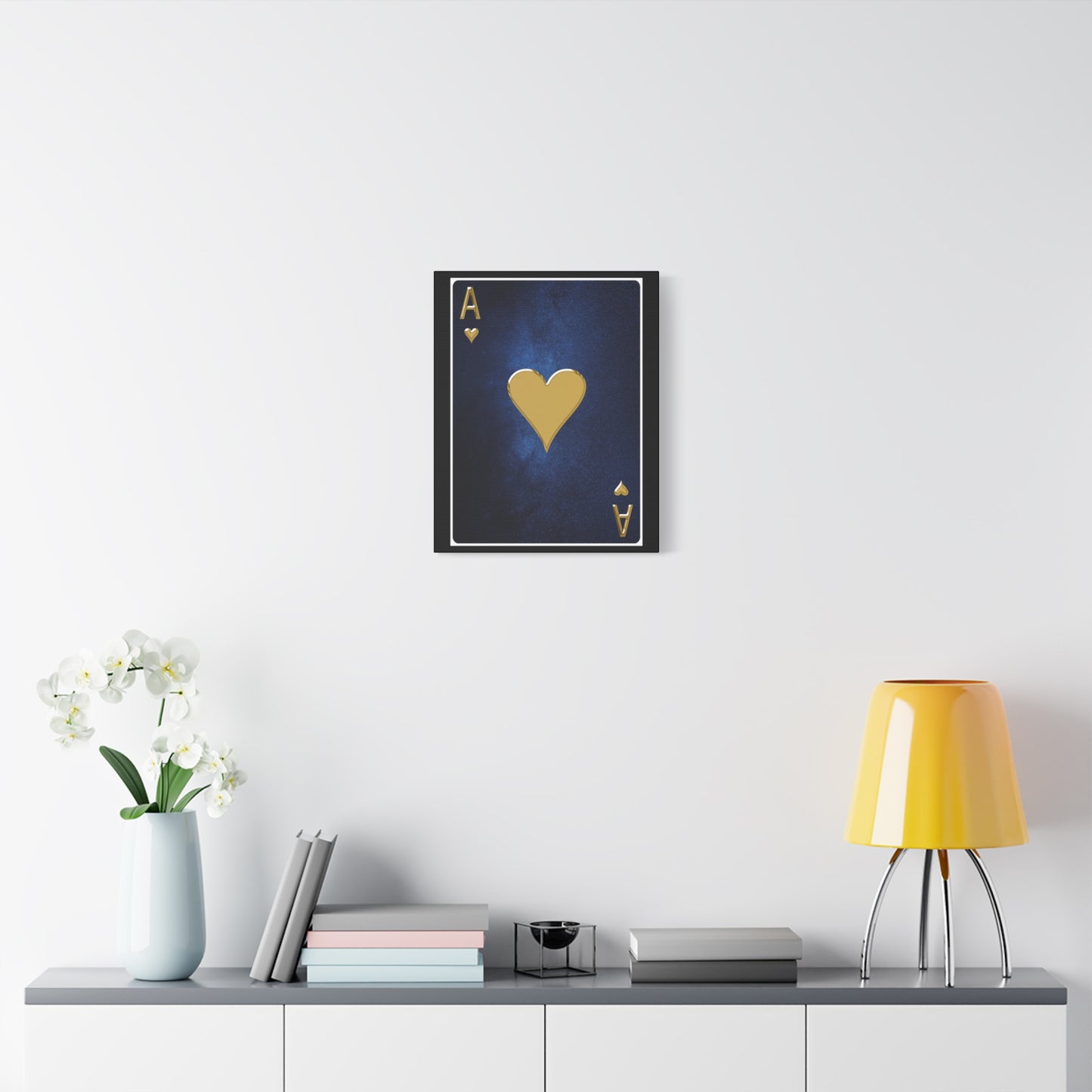 Ace Of Hearts Space Background Playing Card Canvas Wall Art for Home Decor Ready-to-Hang